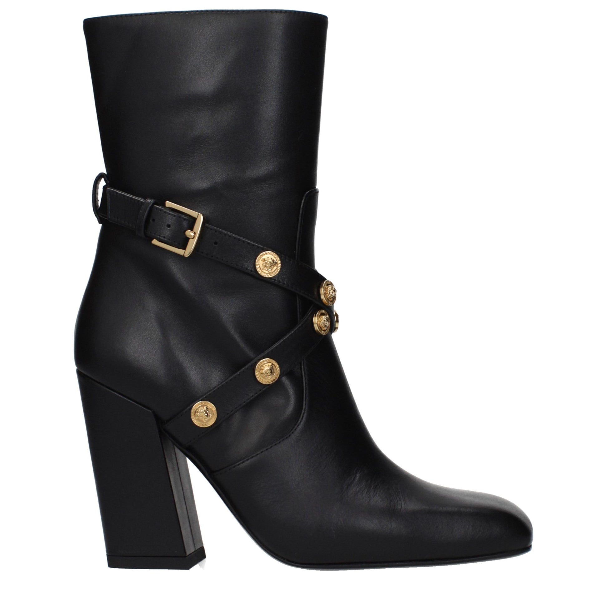 Bottines en cuir noir Versace
