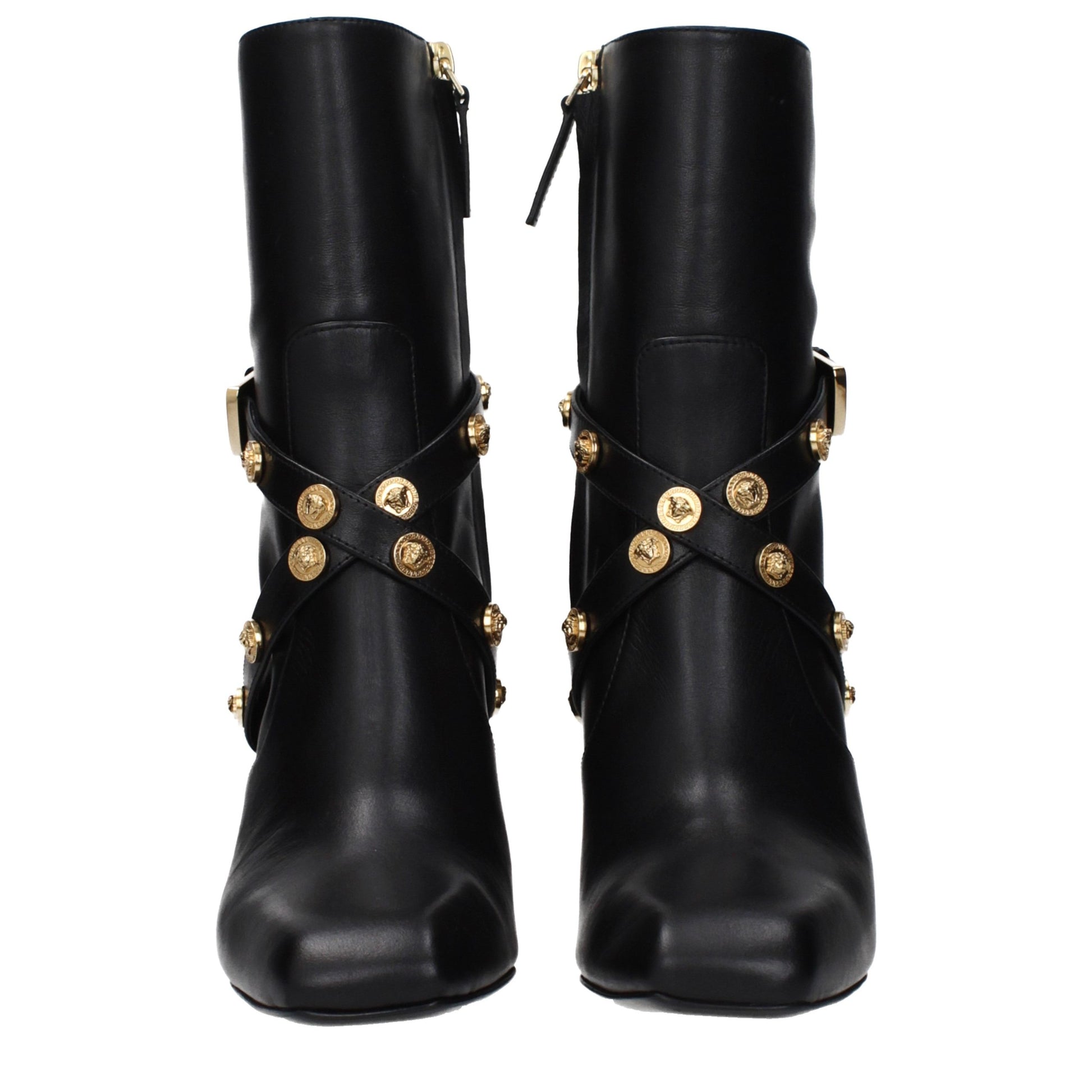 Bottines en cuir noir Versace