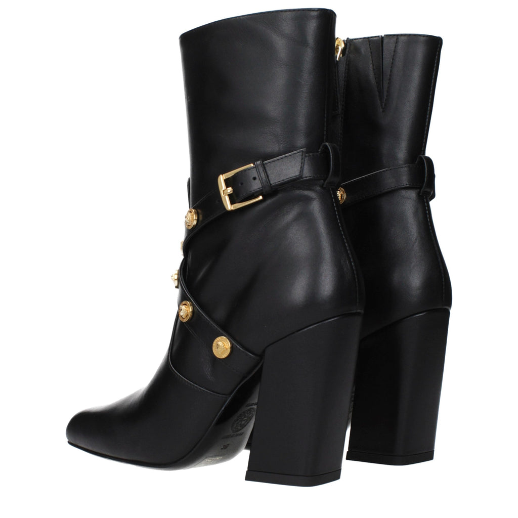 Bottines en cuir noir Versace