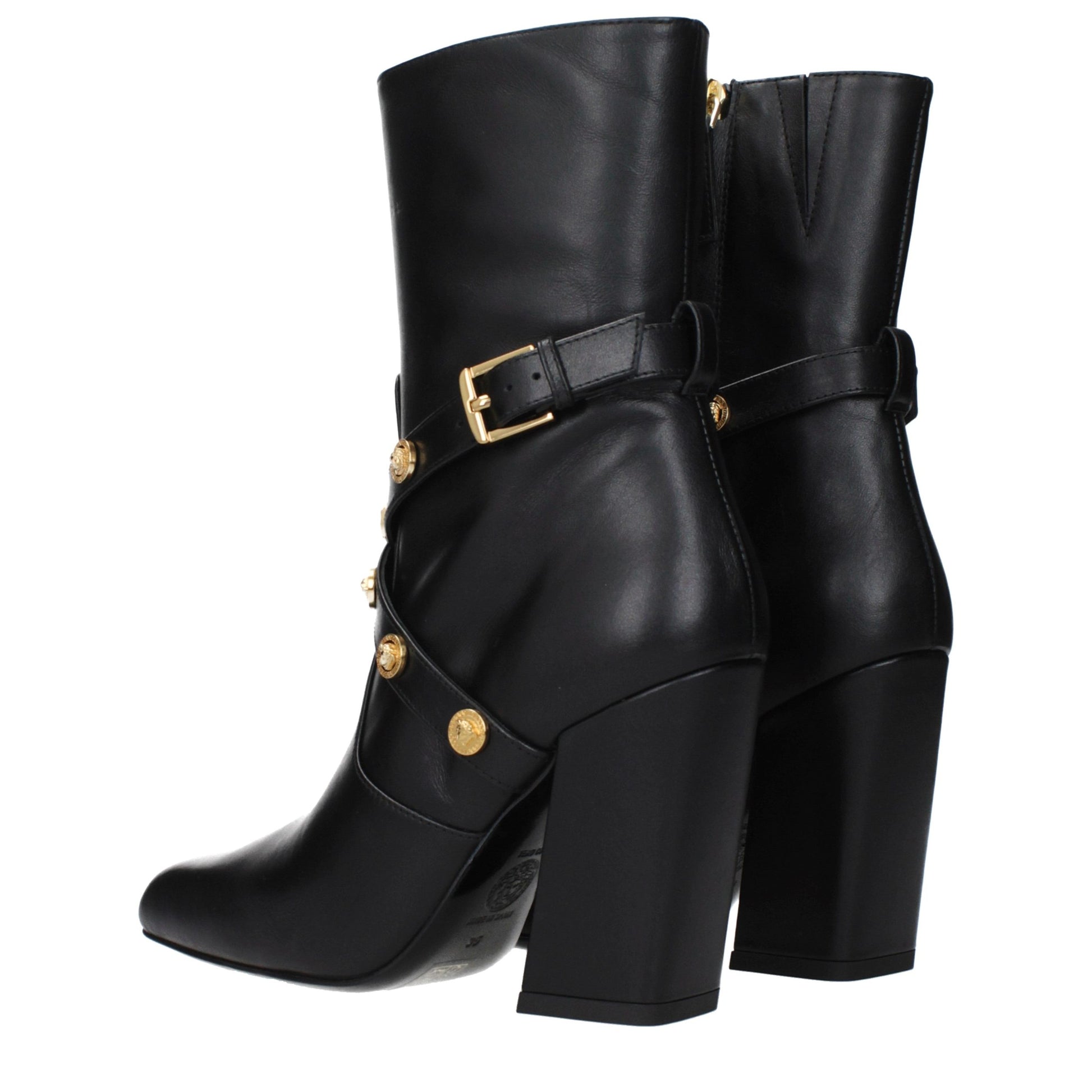 Bottines en cuir noir Versace