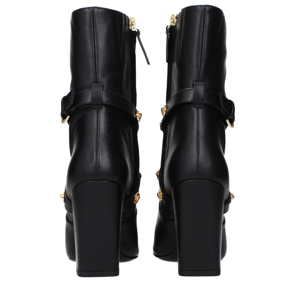 Bottines en cuir noir Versace