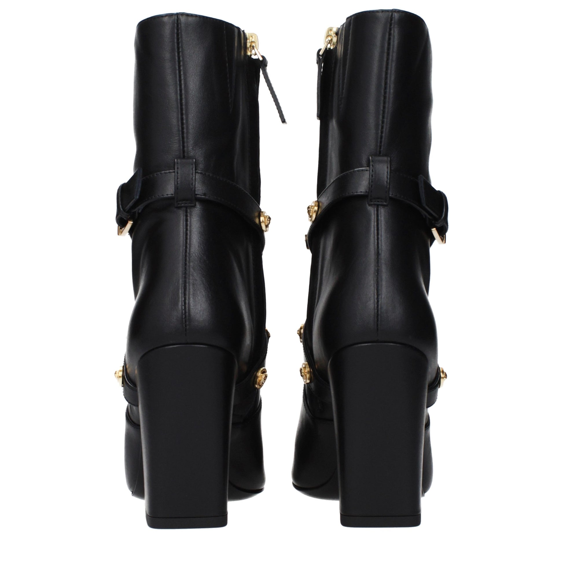 Bottines en cuir noir Versace