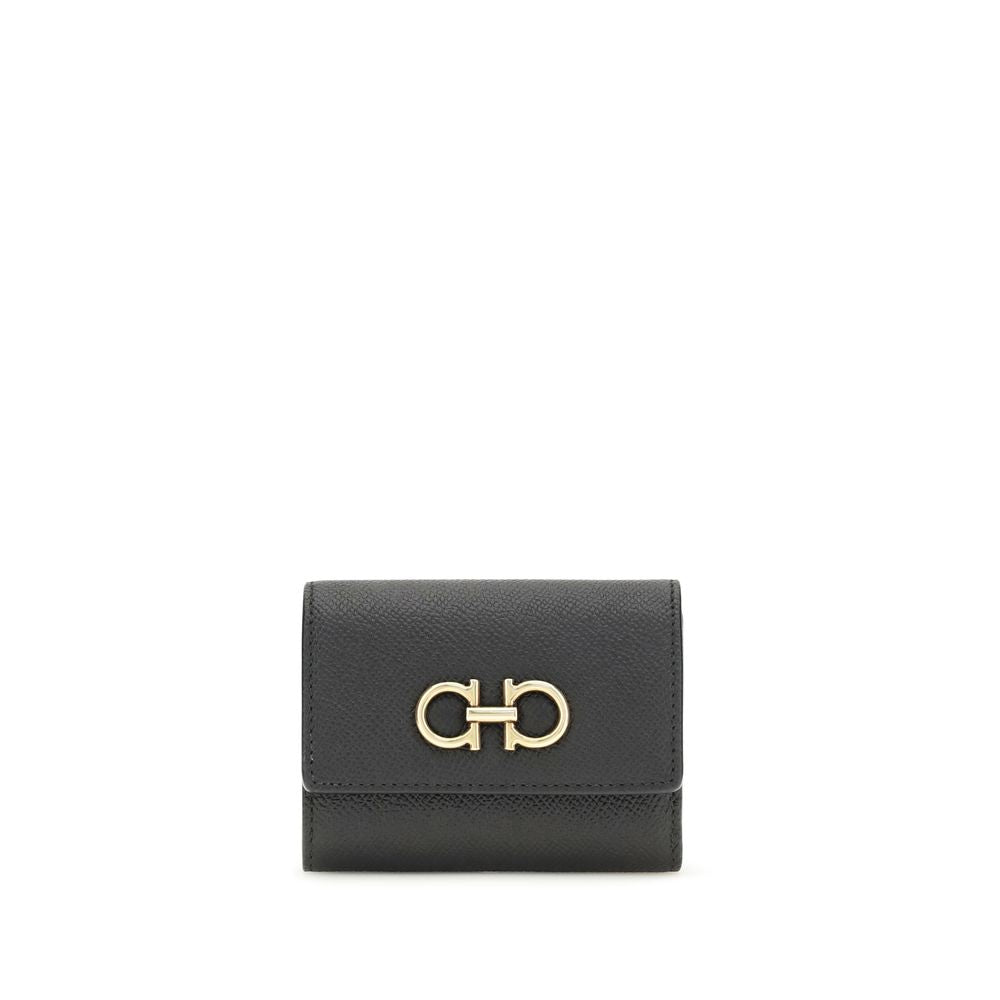Portefeuille Ferragamo en cuir de veau noir Bos Taurus