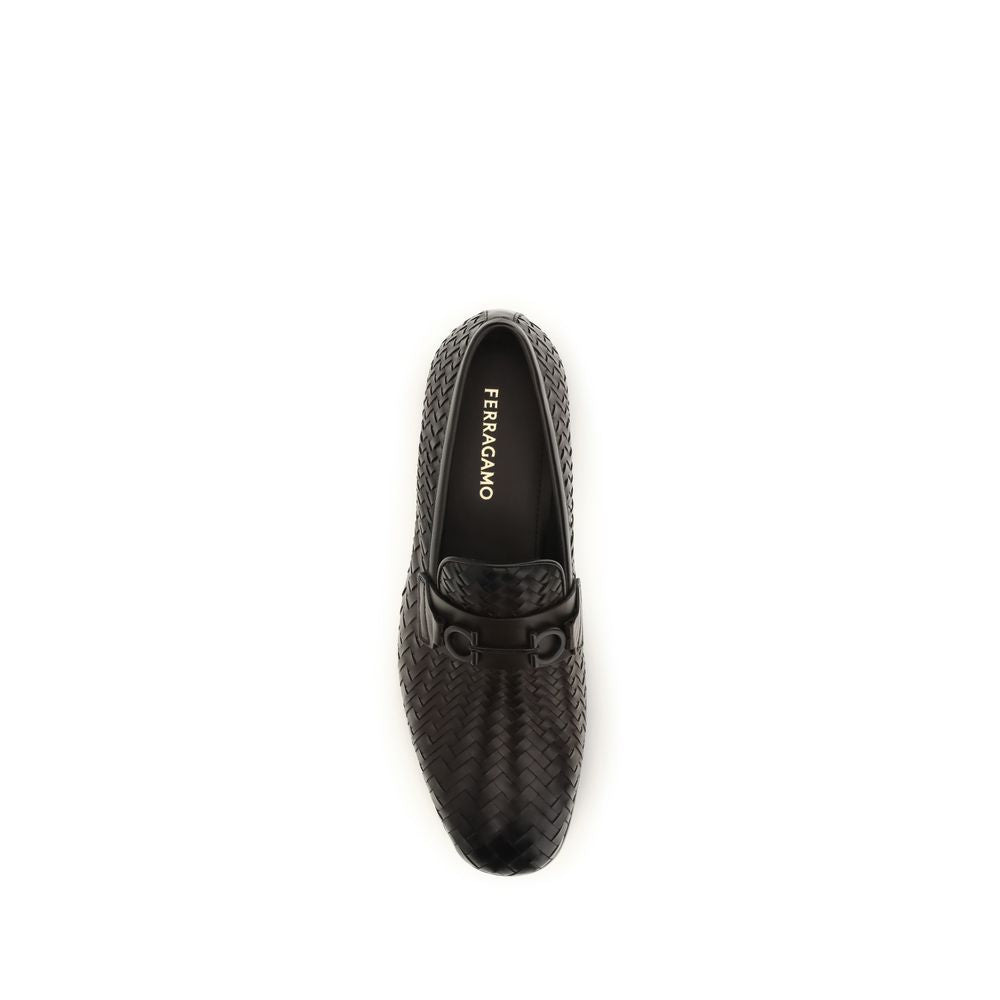 Mocassins à enfiler Ferragamo en cuir de veau marron Bos Taurus