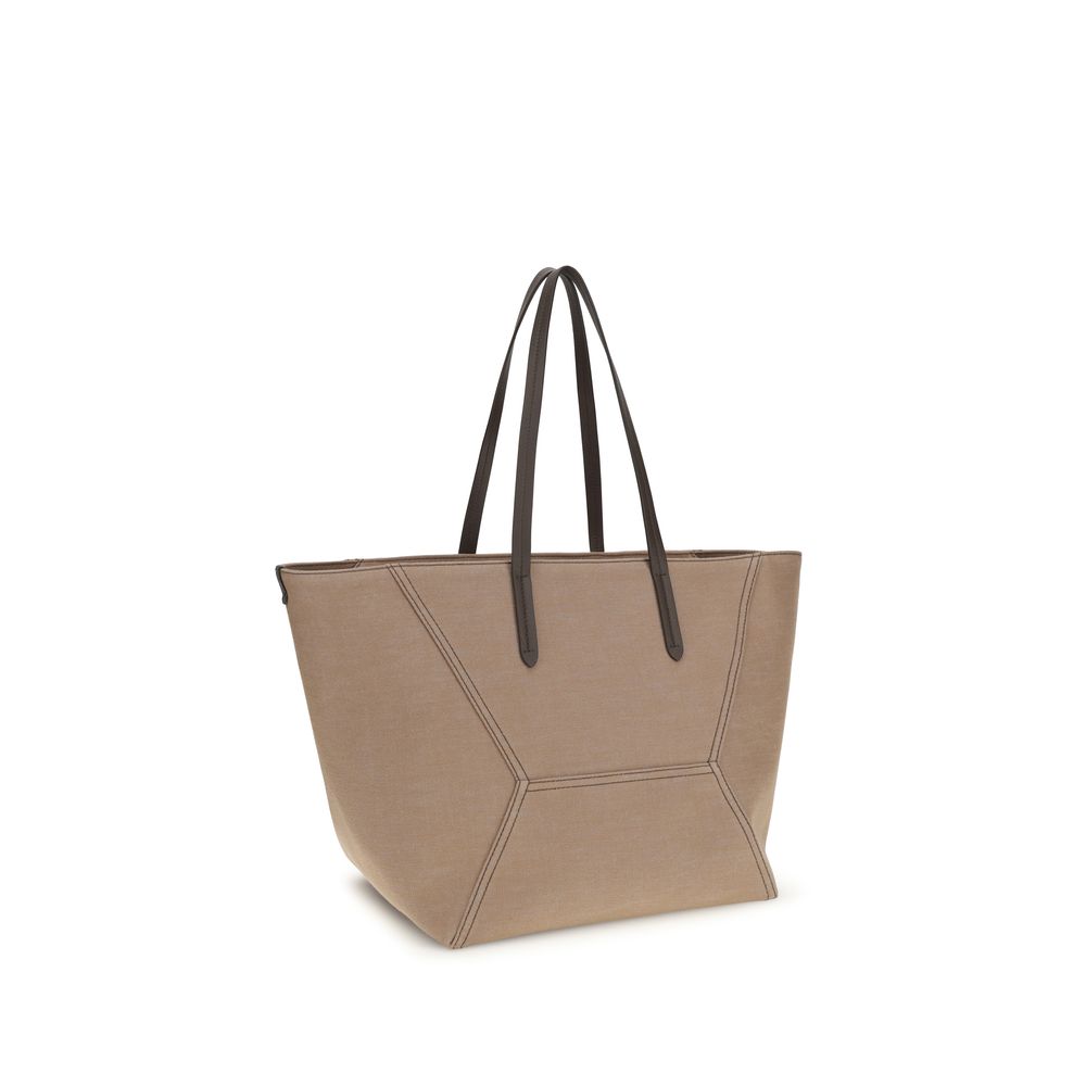 Sac à bandoulière en coton beige Brunello Cucinelli