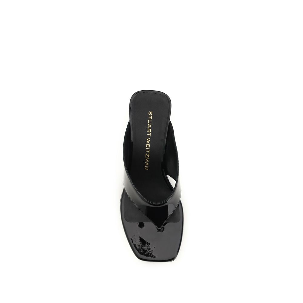 Sandales compensées Stuart Weitzman en cuir de veau noir Bos Taurus