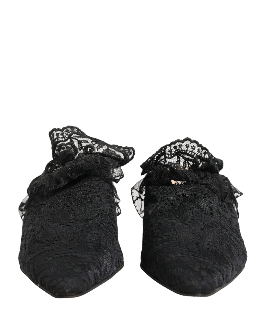Chaussures à talons sandales en dentelle noire Dolce & Gabbana