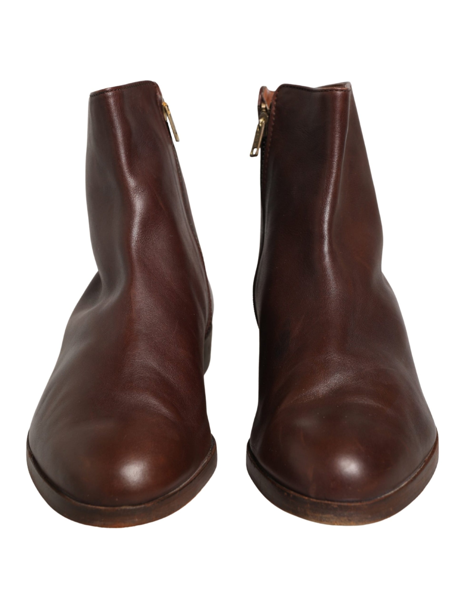 Chaussures plates en cuir marron style motard Dolce & Gabbana