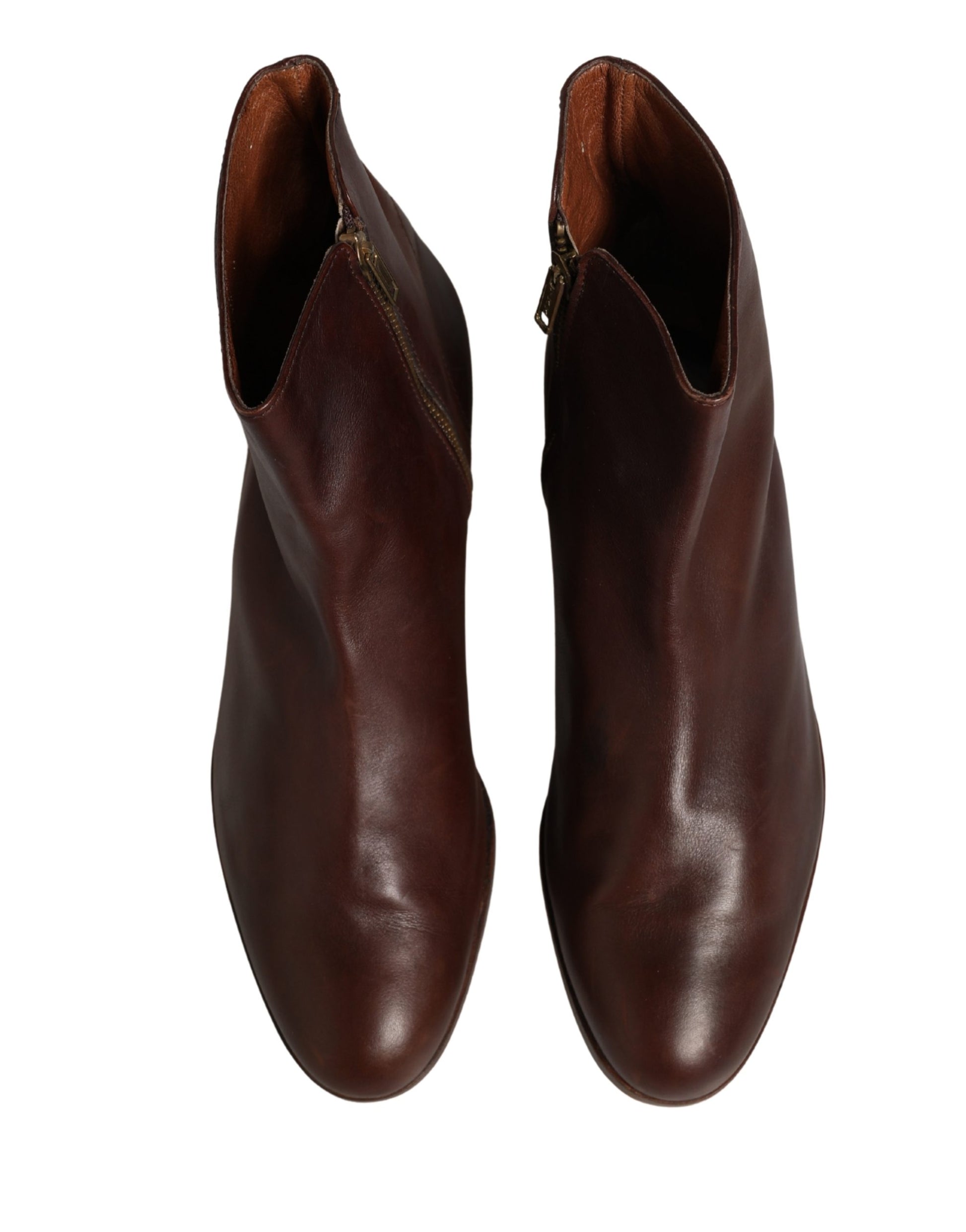 Chaussures plates en cuir marron style motard Dolce & Gabbana