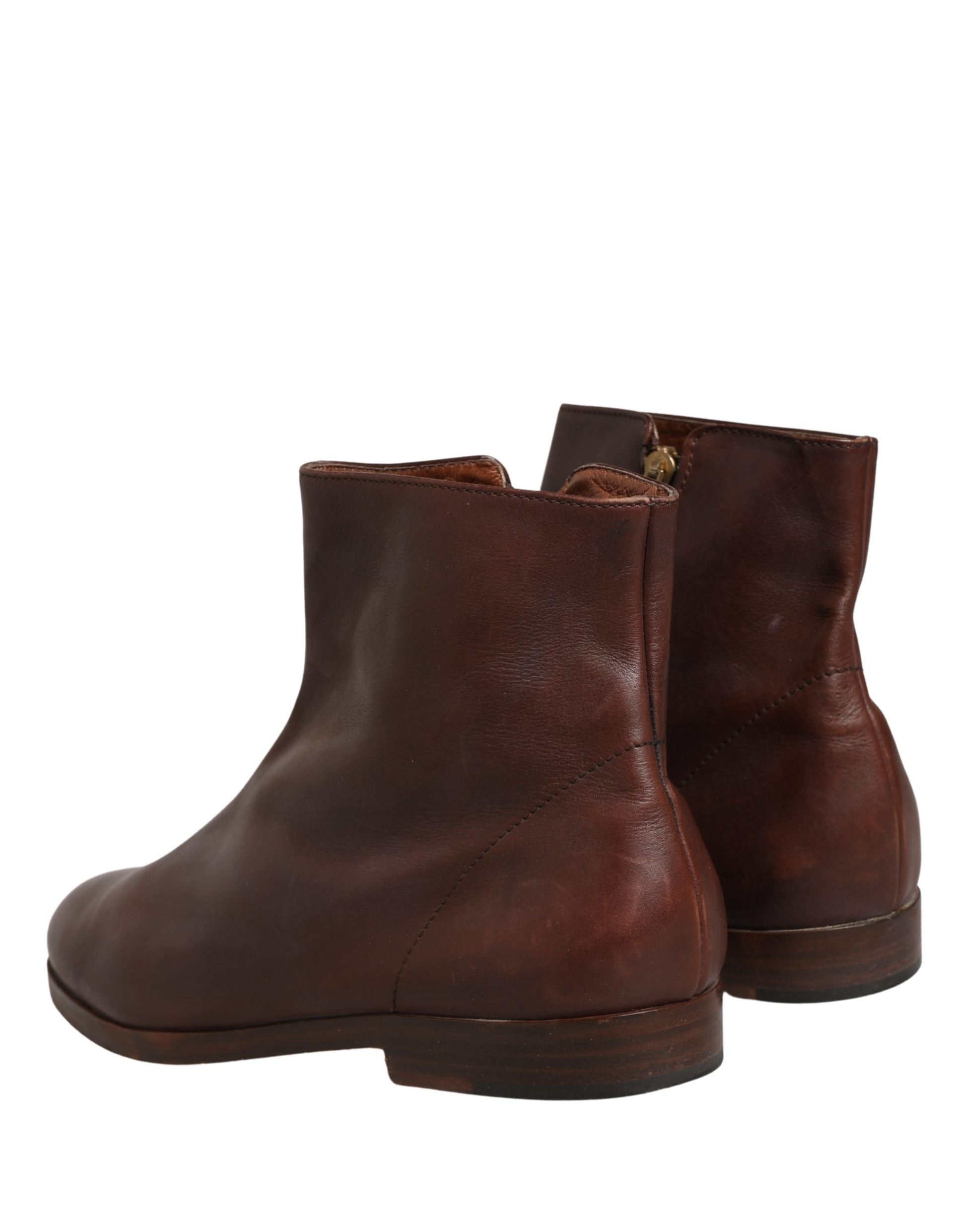 Chaussures plates en cuir marron style motard Dolce & Gabbana
