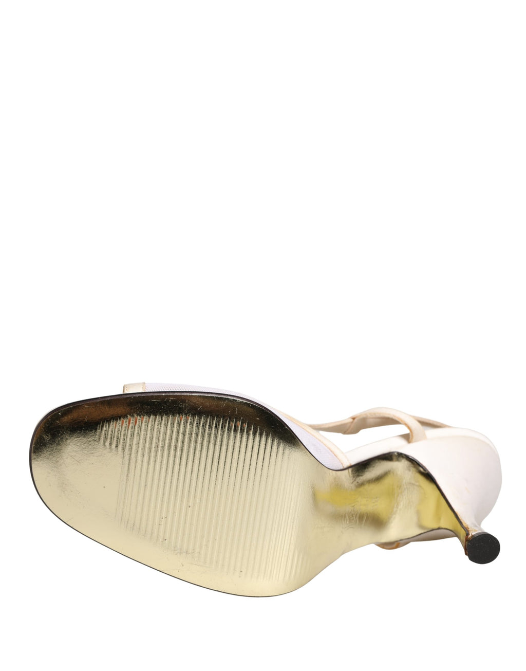 Dolce & Gabbana White Satin Slingback Heels Pumps Shoes