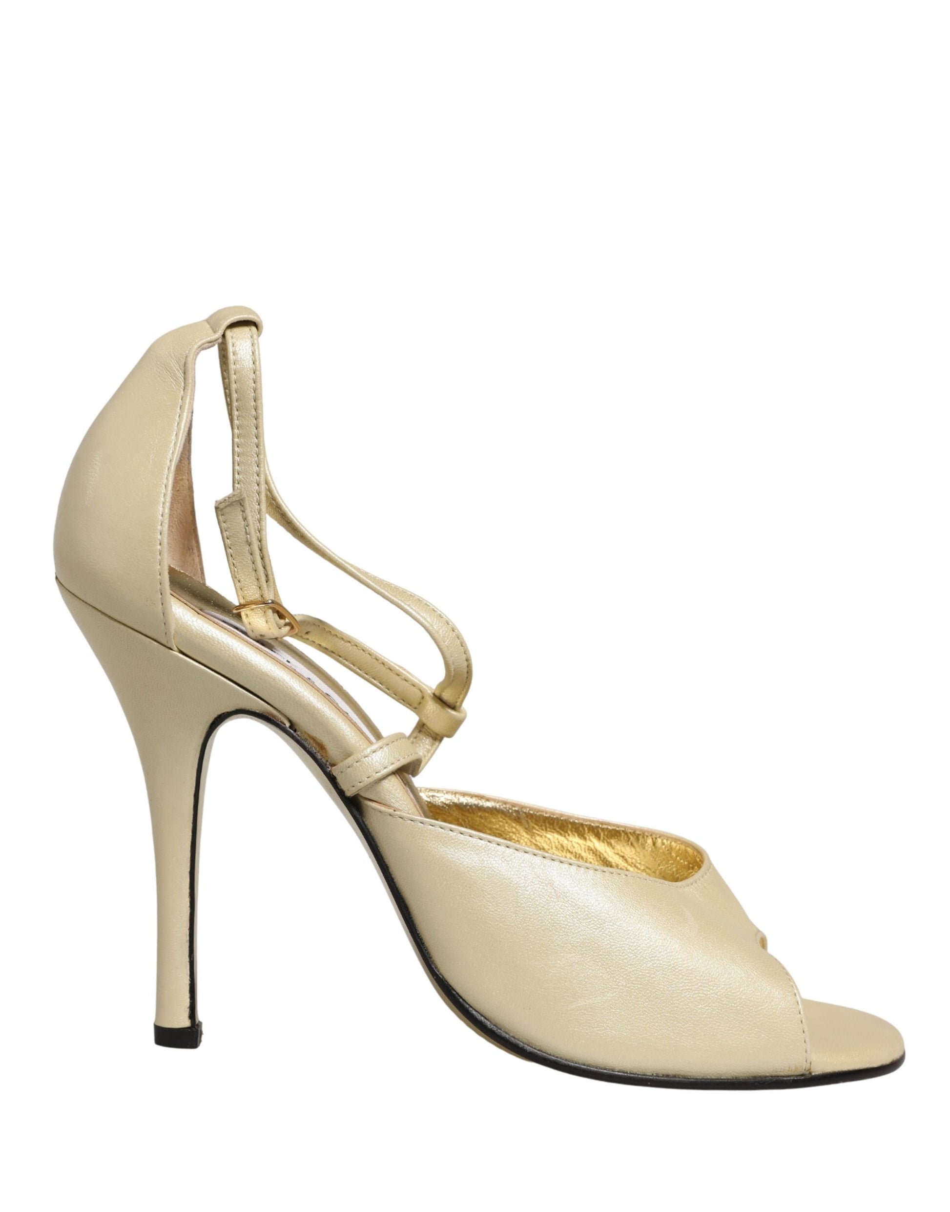 Sandales à talons aiguilles Dolce & Gabbana en cuir beige