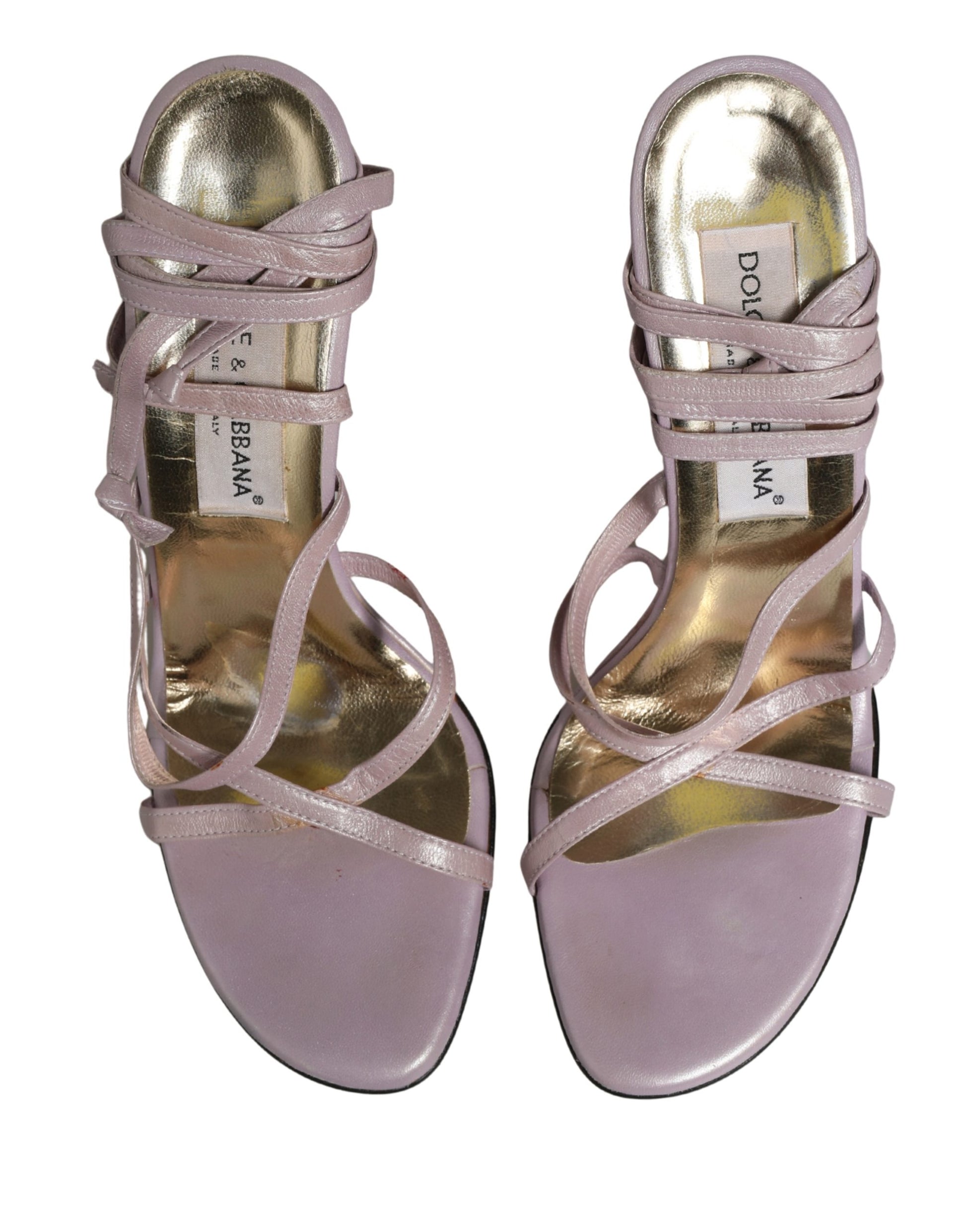 Chaussures Sandales Compensées en Cuir Violet Dolce & Gabbana
