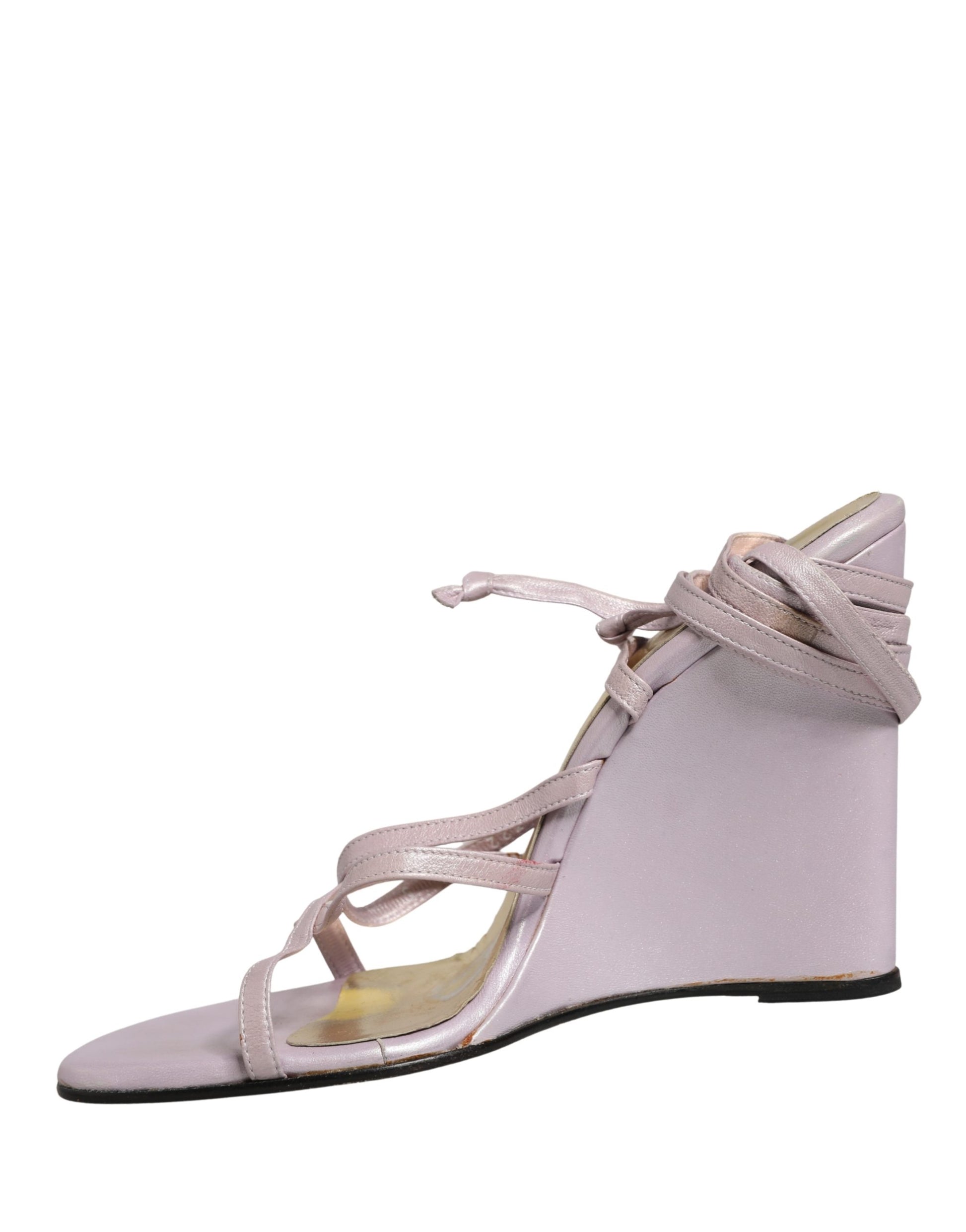 Chaussures Sandales Compensées en Cuir Violet Dolce & Gabbana