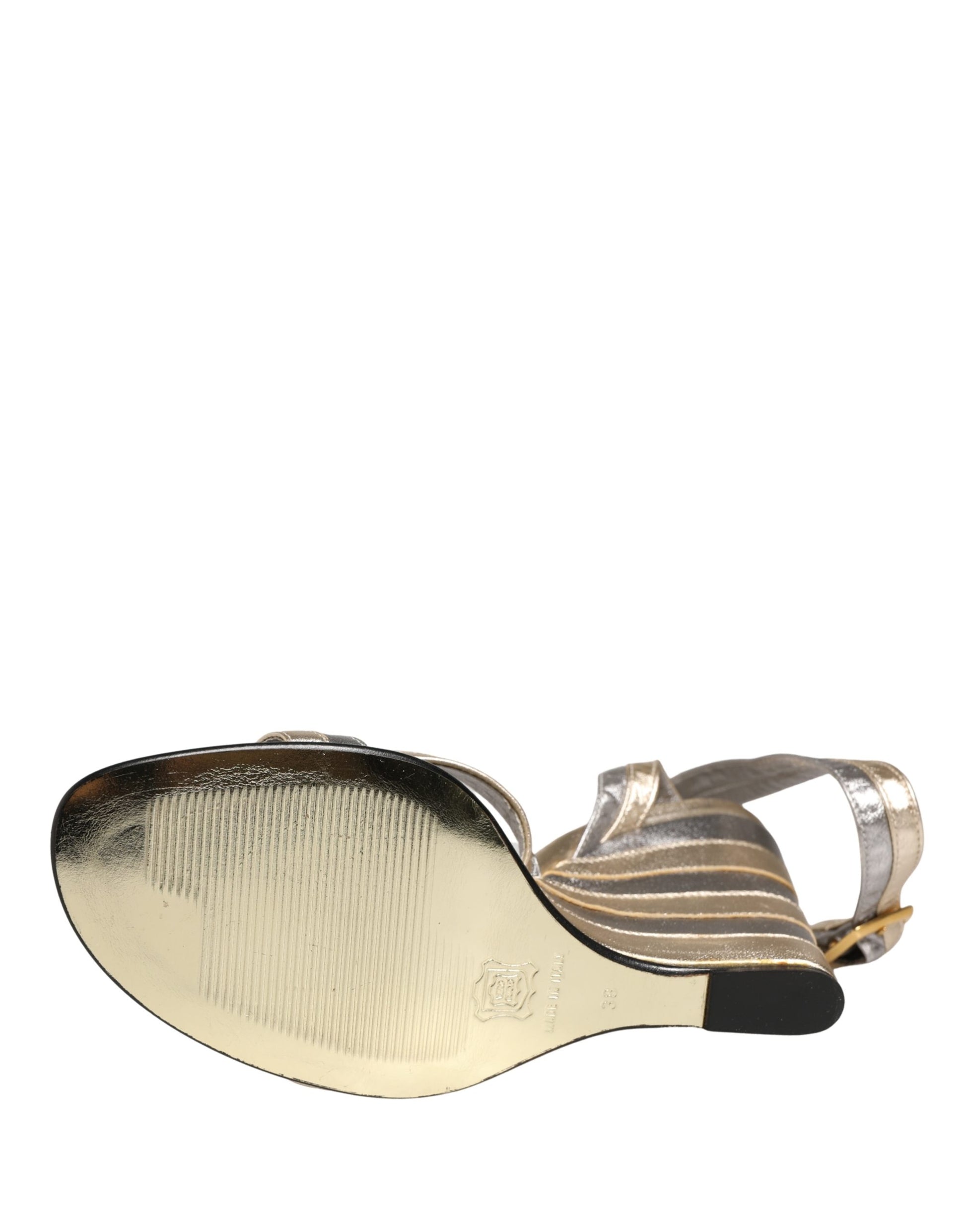 Chaussures Sandales Compensées en Cuir Doré Argenté Dolce & Gabbana