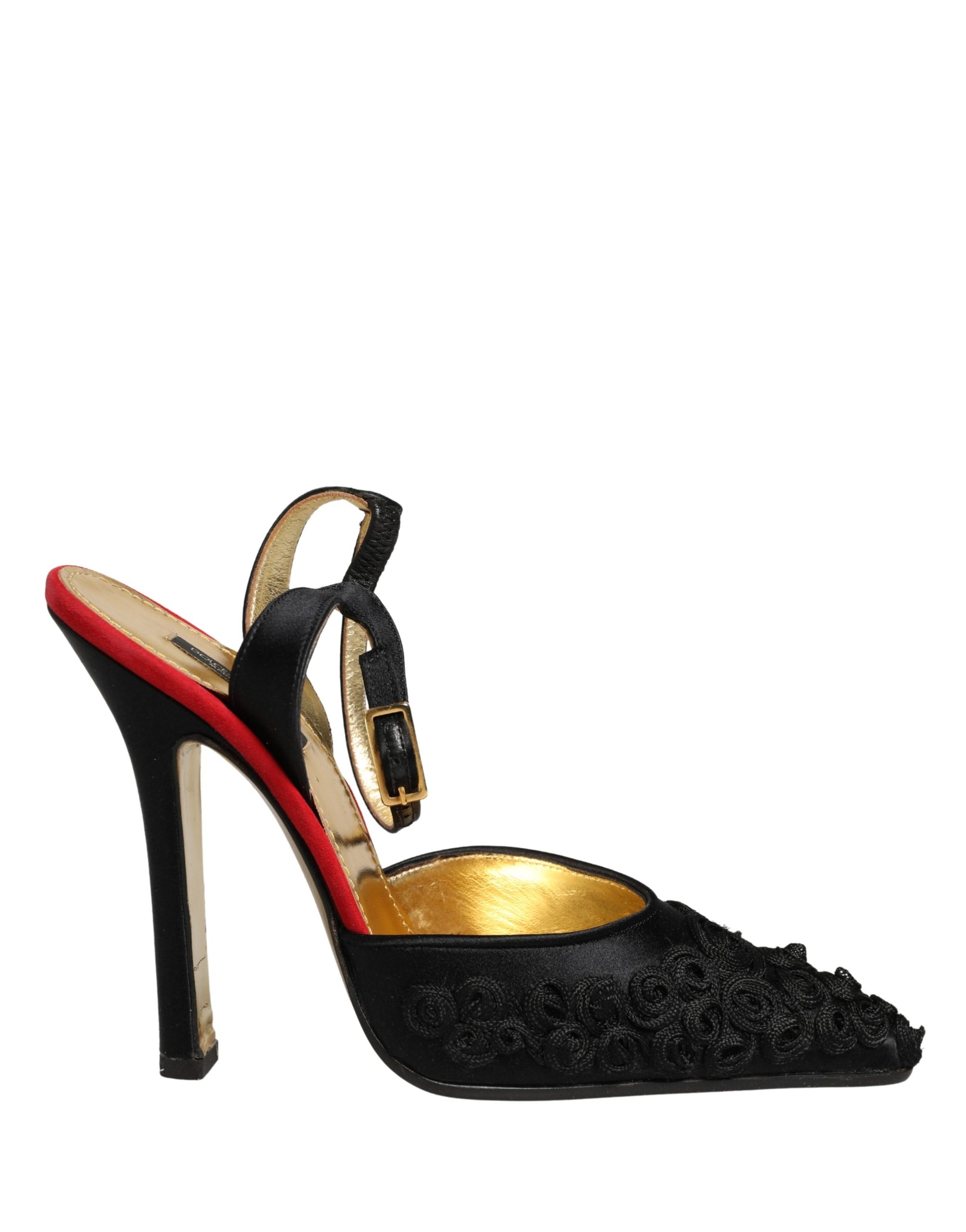 Sandales à bride cheville Dolce & Gabbana en satin noir à motif floral