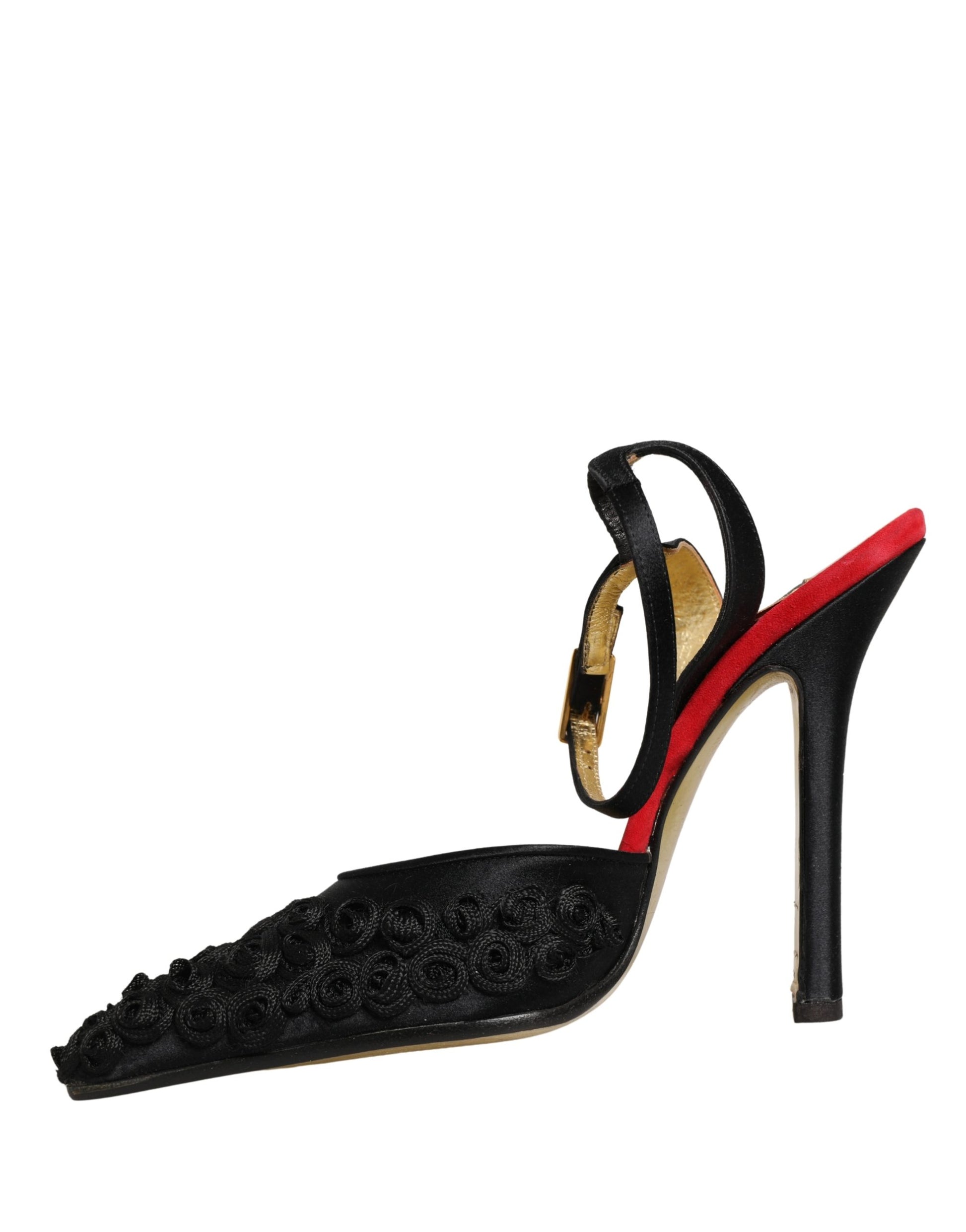 Sandales à bride cheville Dolce & Gabbana en satin noir à motif floral