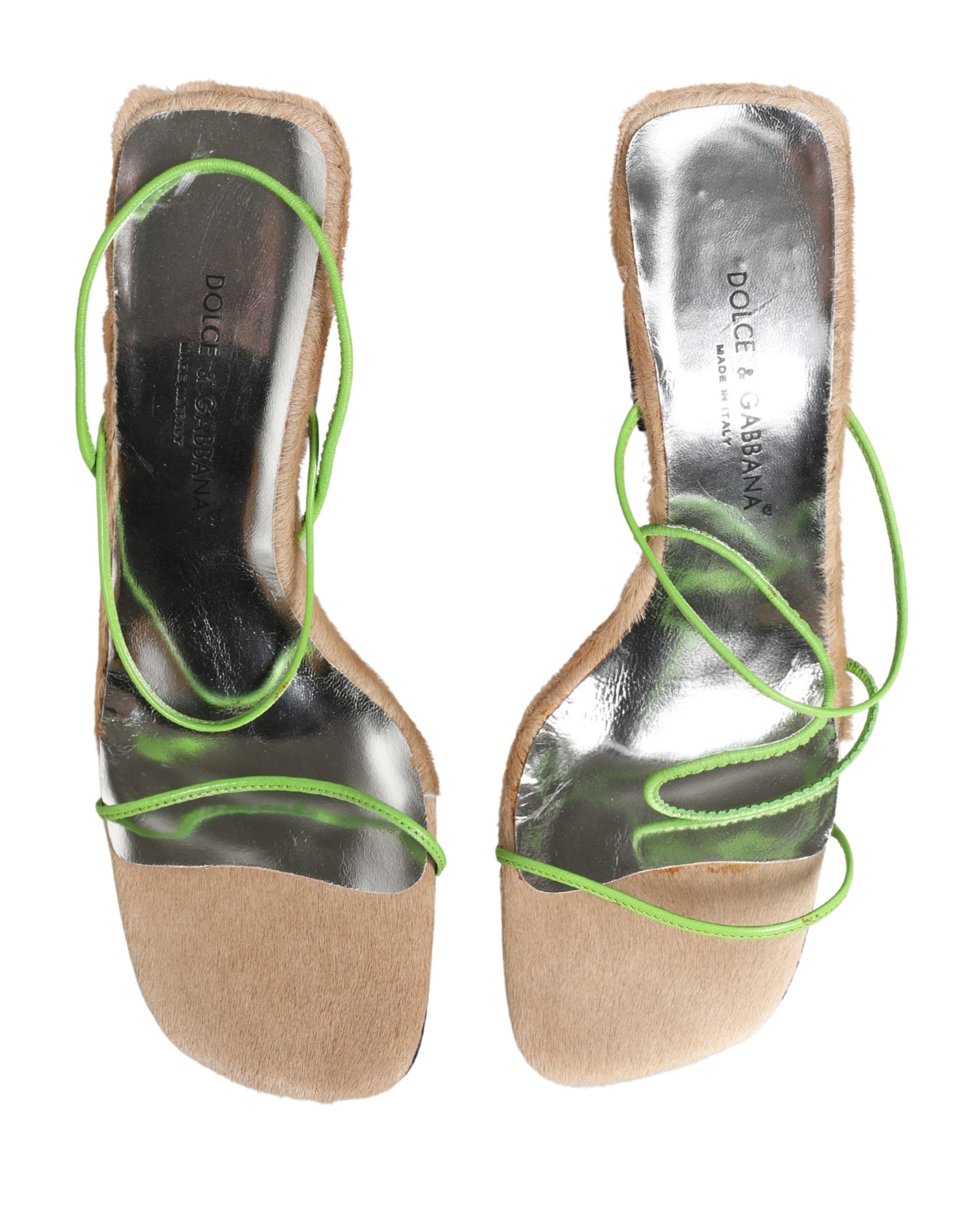 Dolce & Gabbana Sandales à Talons Carrés en Cuir Multicolore