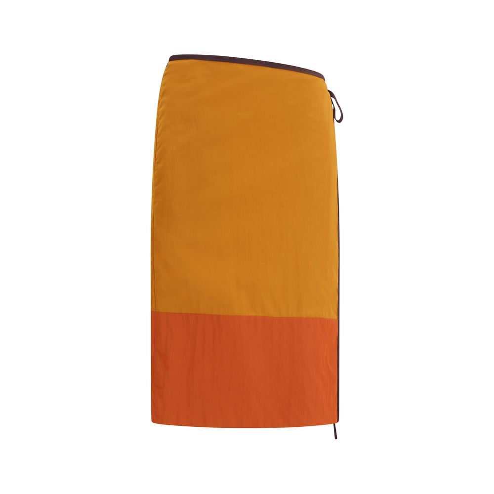 Jupe mi-longue en nylon orange Saint Laurent