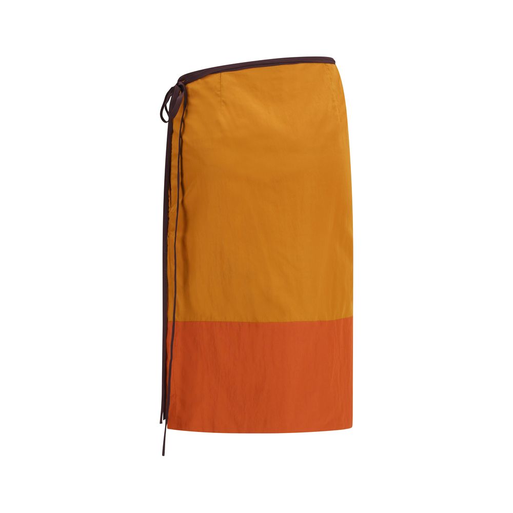 Jupe mi-longue en nylon orange Saint Laurent