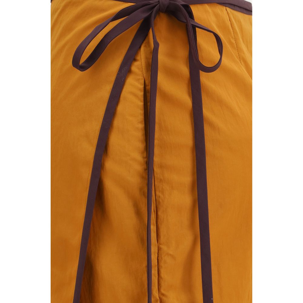 Jupe mi-longue en nylon orange Saint Laurent