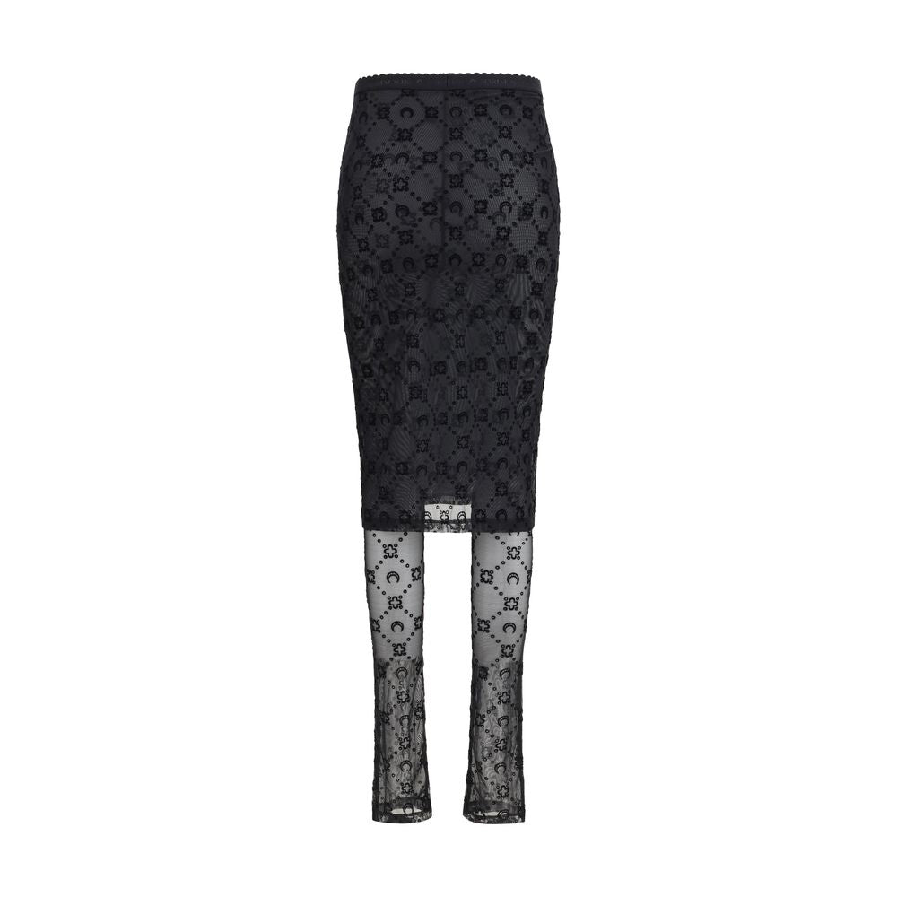 Jupe mi-longue Marine Serre en polyamide recyclé noir