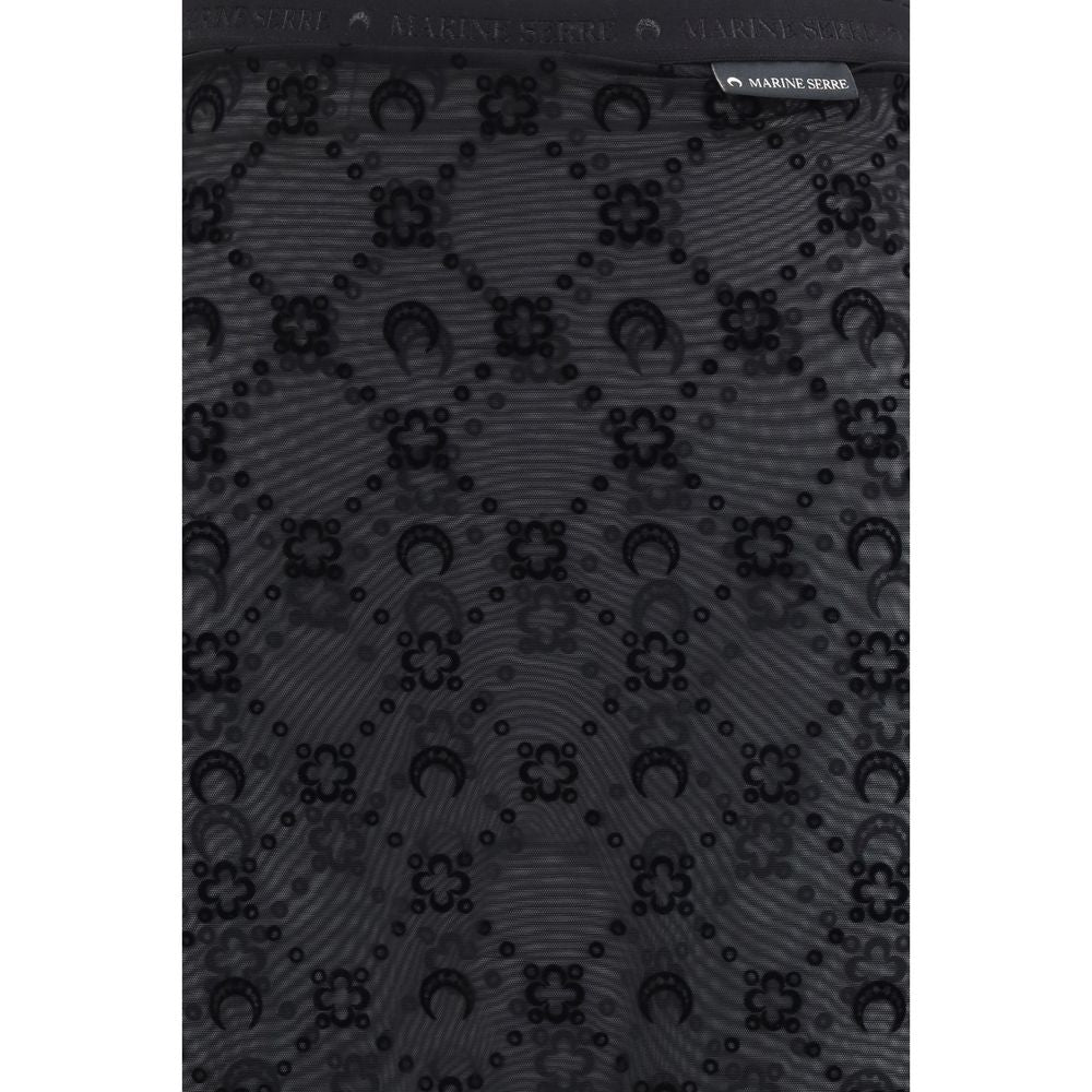 Jupe mi-longue Marine Serre en polyamide recyclé noir