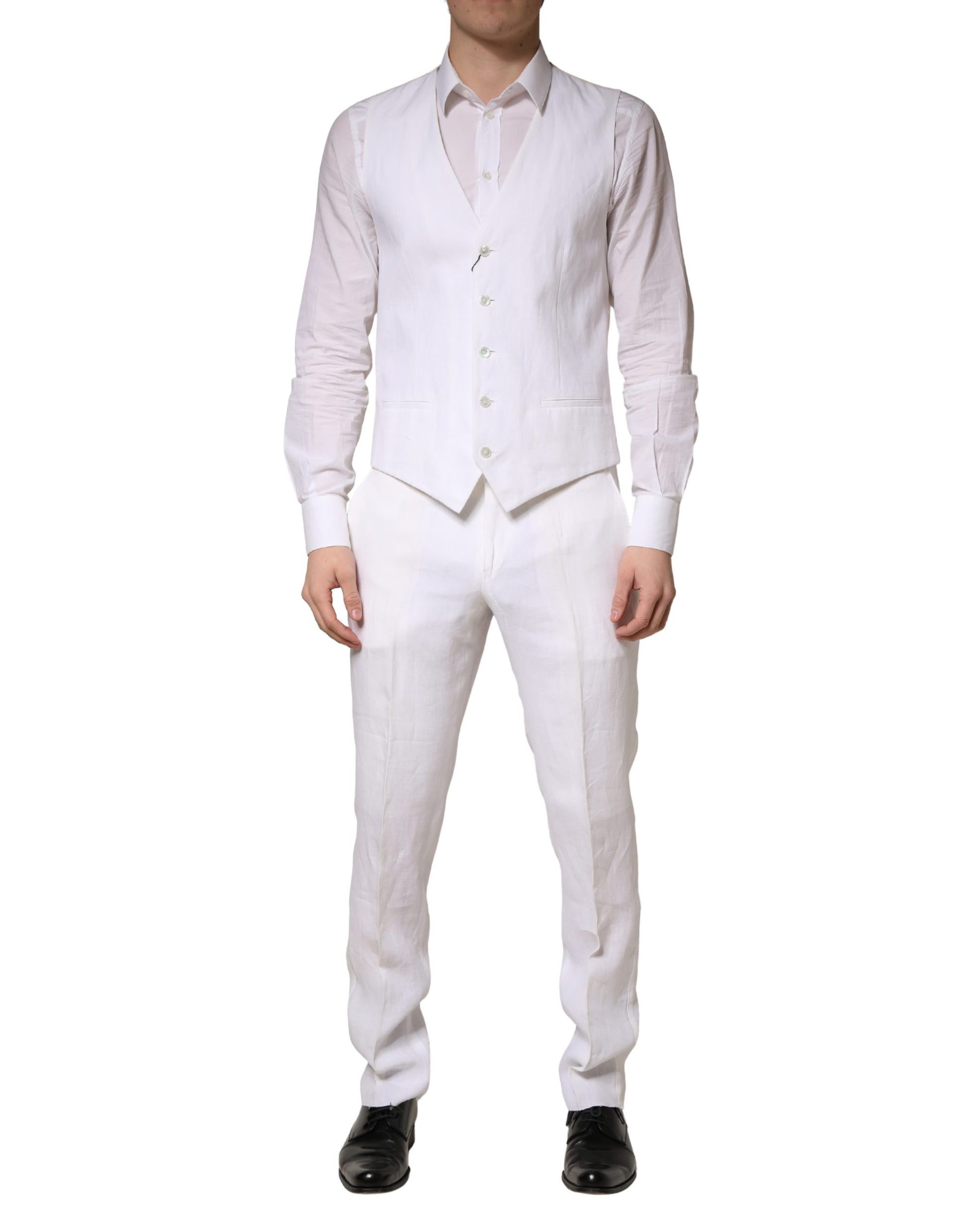 Costume de cérémonie homme 2 pièces Dolce & Gabbana SARTORIA en lin blanc