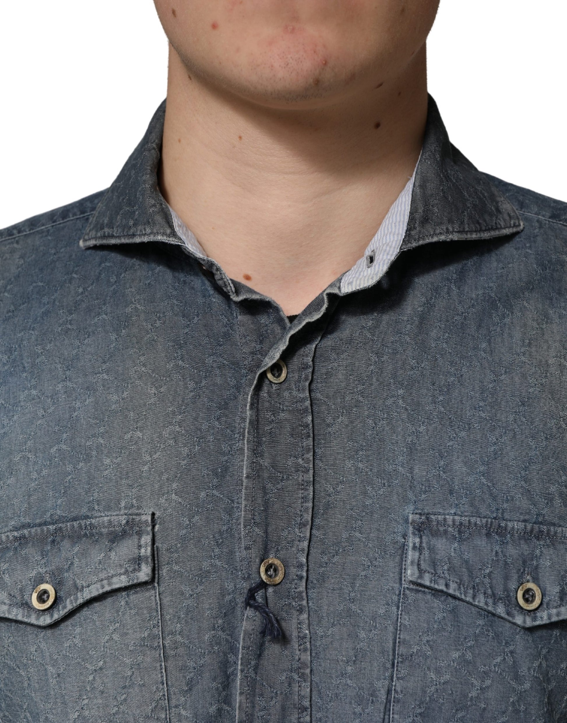 Chemise en jean Domenico Tagliente DarkBlue à col et manches longues