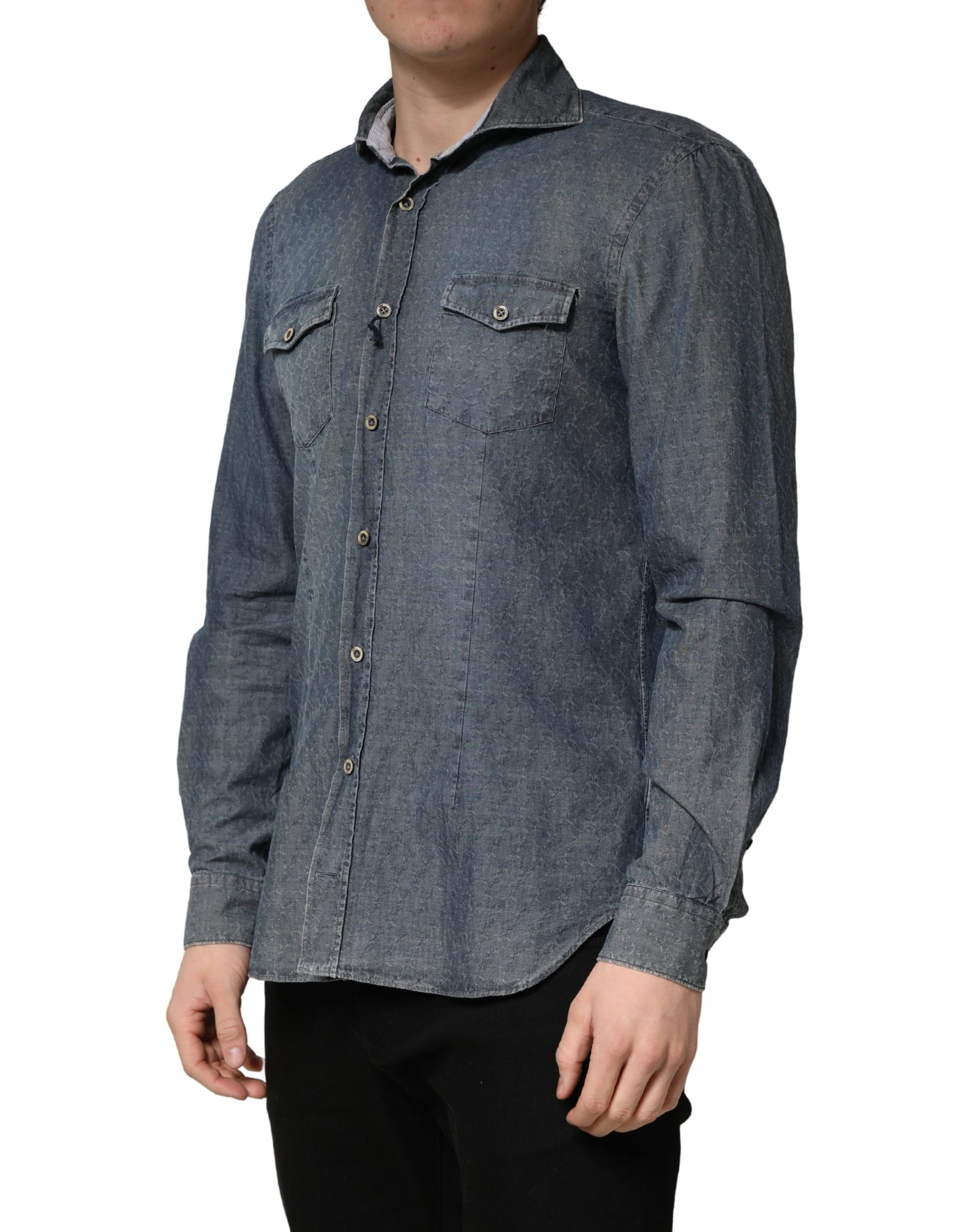 Chemise en jean Domenico Tagliente DarkBlue à col et manches longues