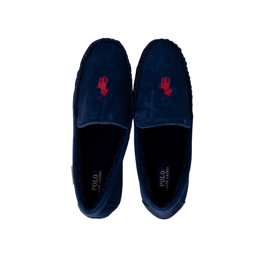 Pantoufles Ralph Lauren bleues en fausse fourrure