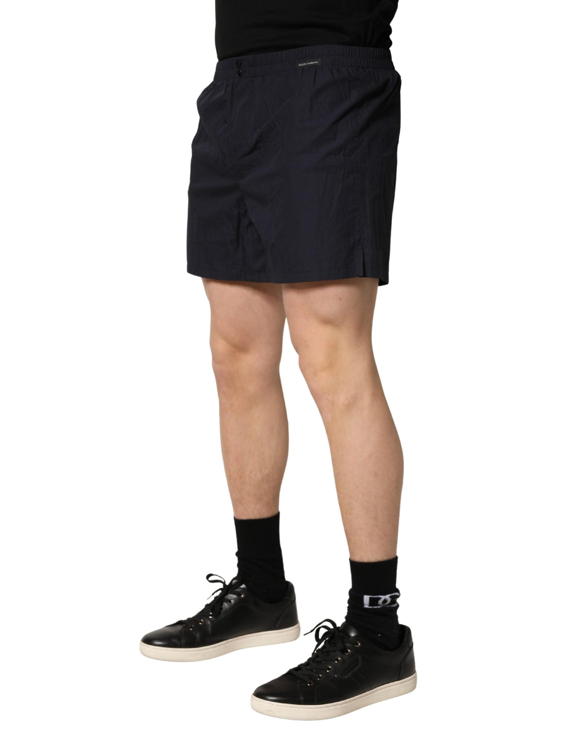 Short de bain Dolce & Gabbana en coton noir à taille élastique