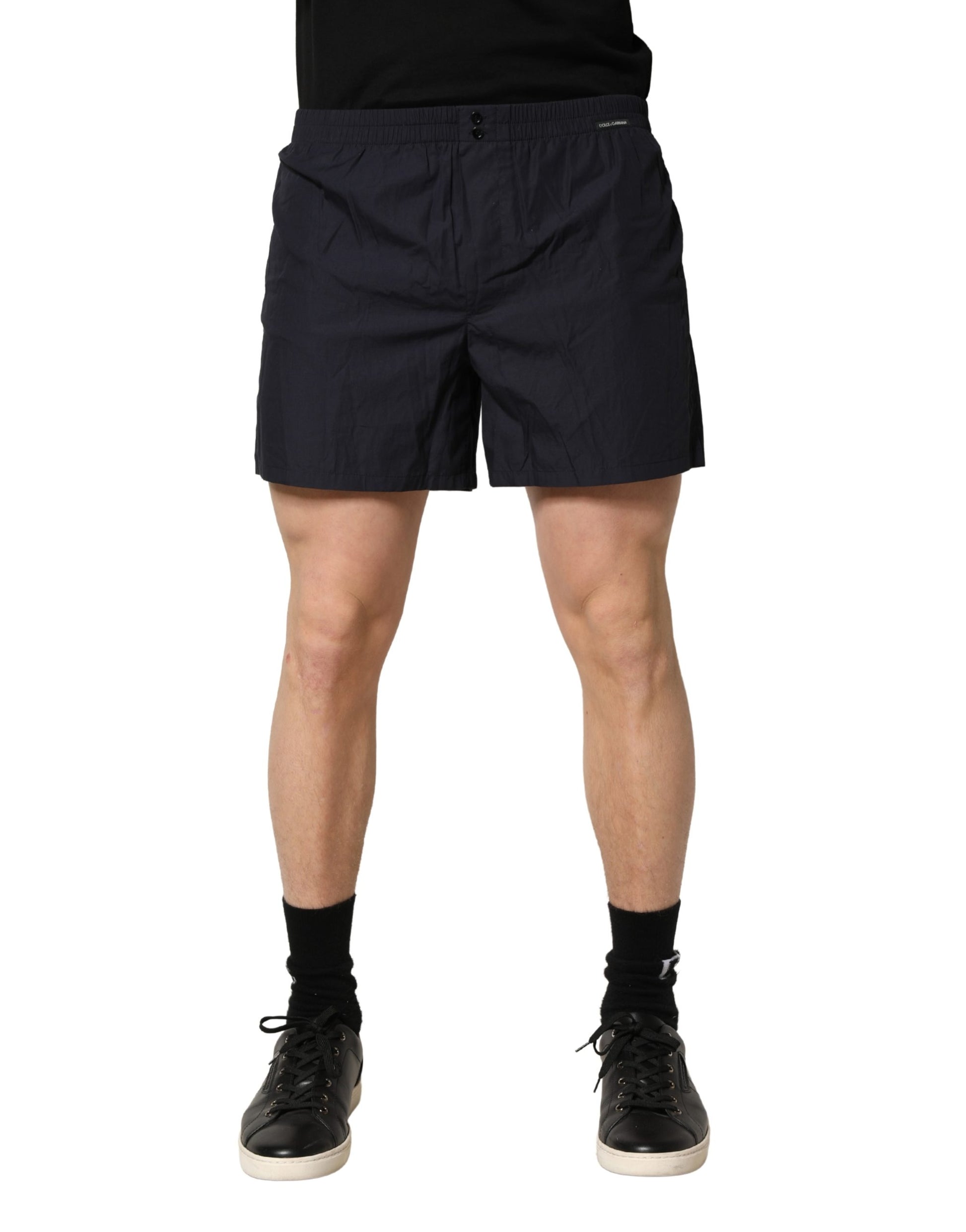 Short de bain Dolce & Gabbana en coton noir à taille élastique