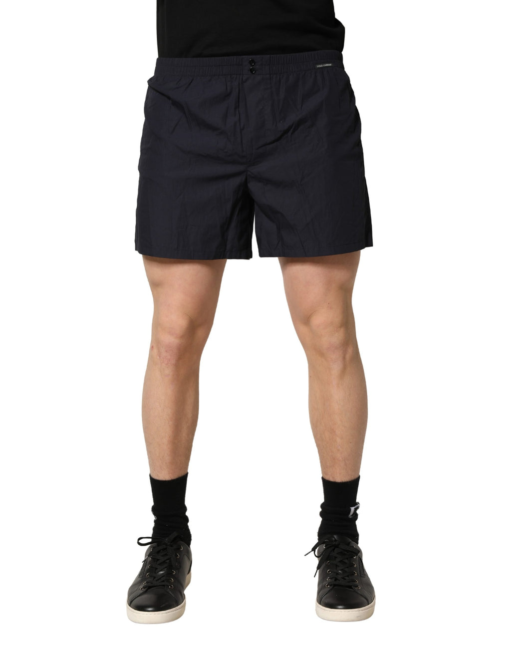 Short de bain Dolce & Gabbana en coton noir à taille élastique