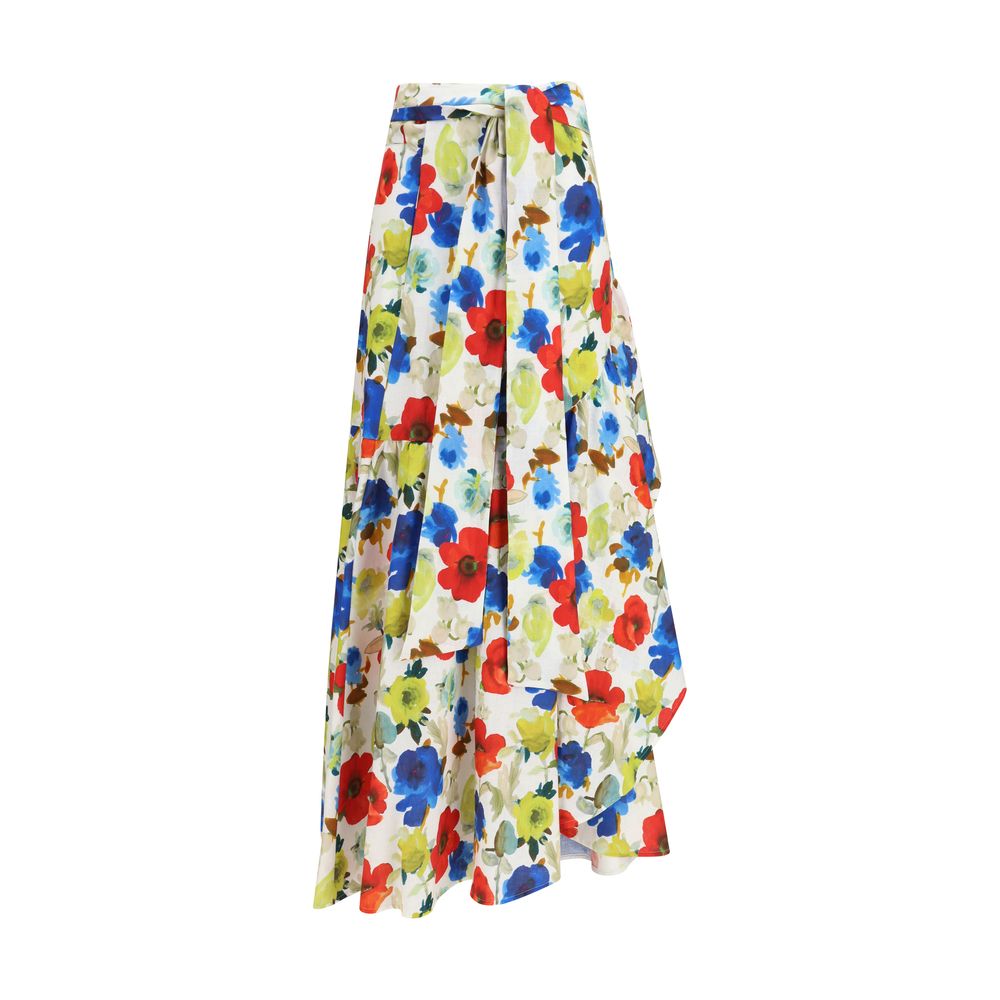 Jupe longue en lin multicolore Sara Roka
