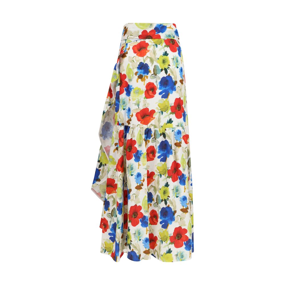 Jupe longue en lin multicolore Sara Roka