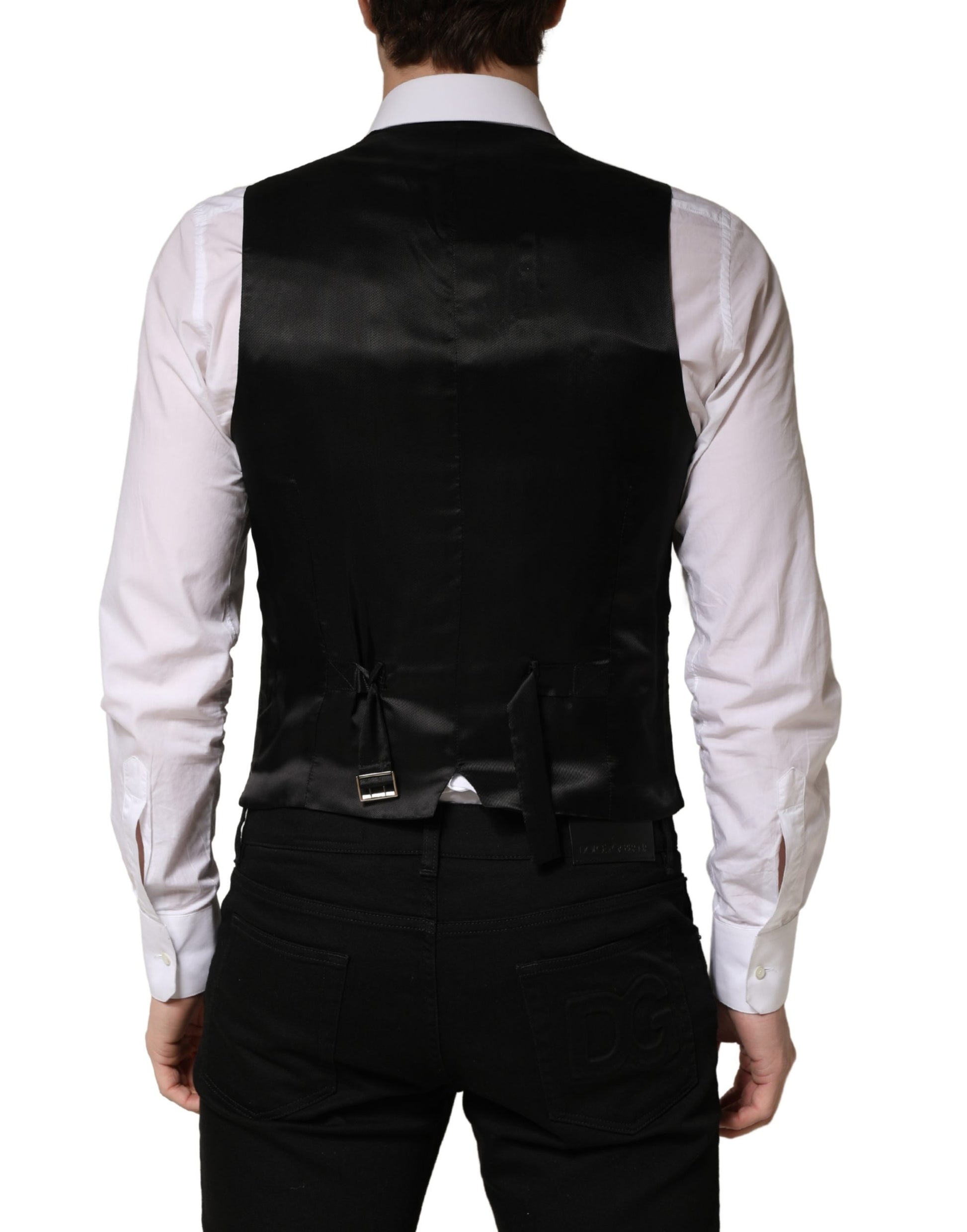 Gilet Homme Noir en Laine Simple Boutonnage Dolce & Gabbana