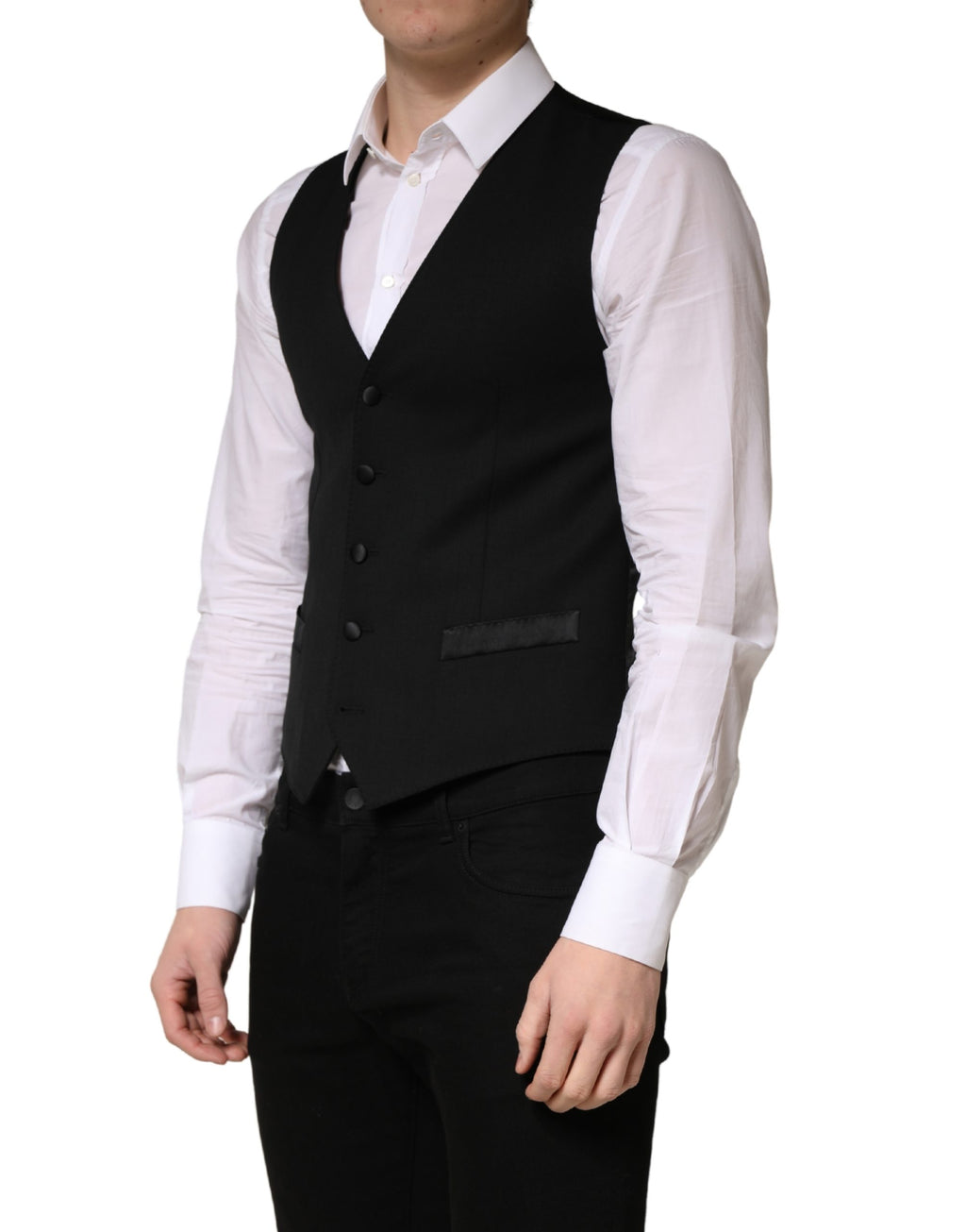 Gilet Homme Noir en Laine Simple Boutonnage Dolce & Gabbana