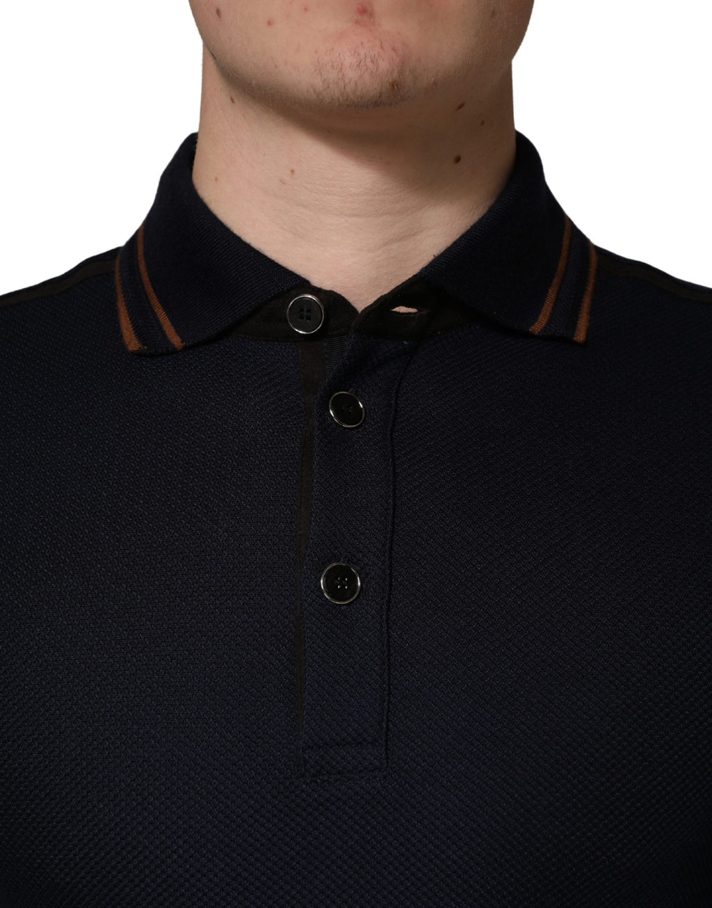 Polo homme Dolce & Gabbana en soie bleu foncé à manches courtes