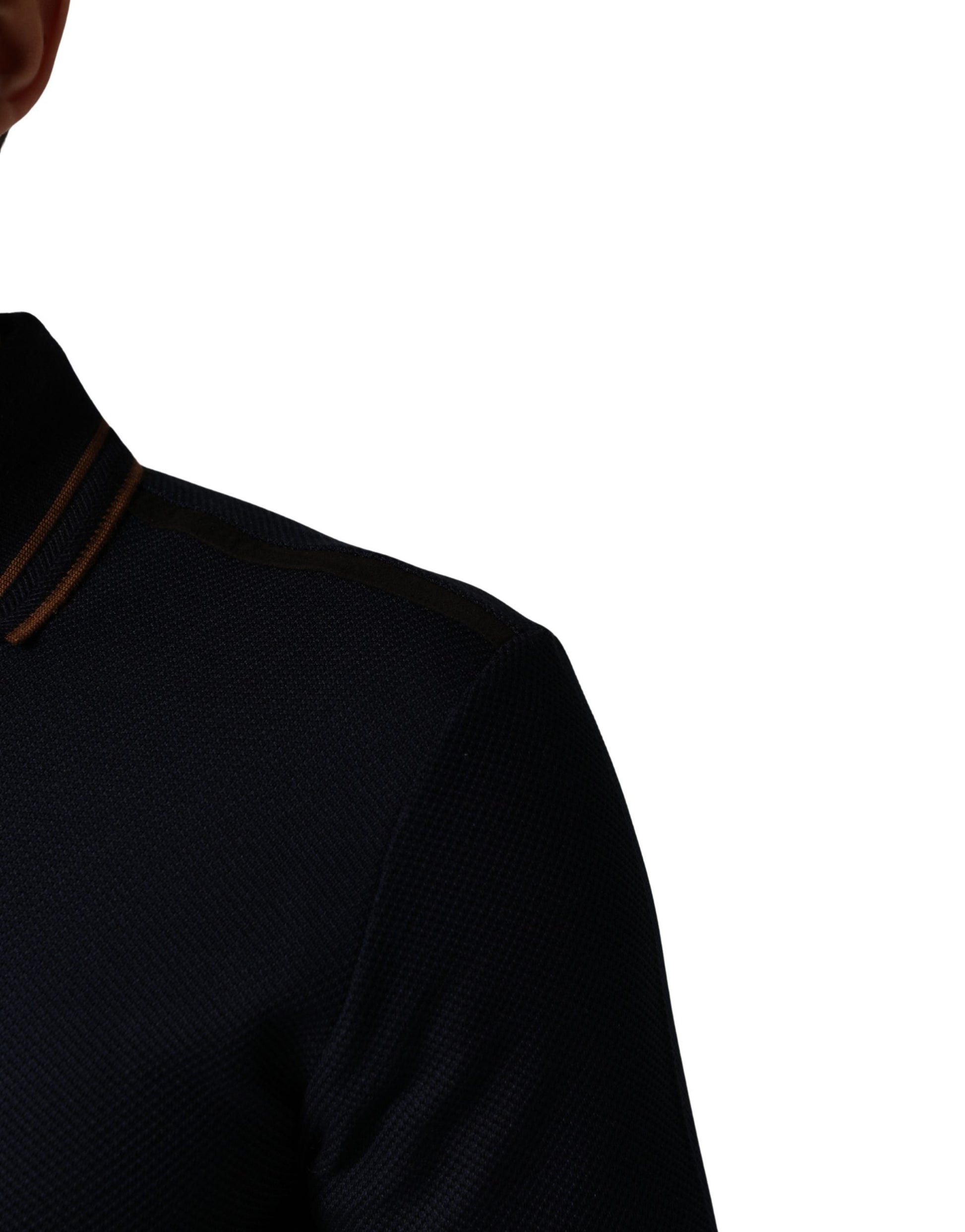 Polo homme Dolce & Gabbana en soie bleu foncé à manches courtes