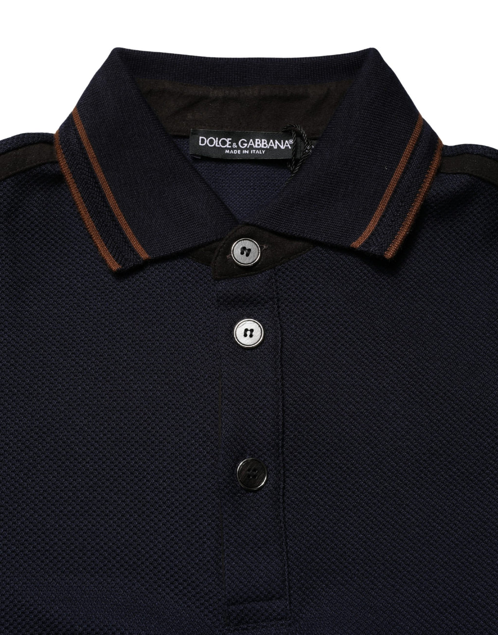 Polo homme Dolce & Gabbana en soie bleu foncé à manches courtes