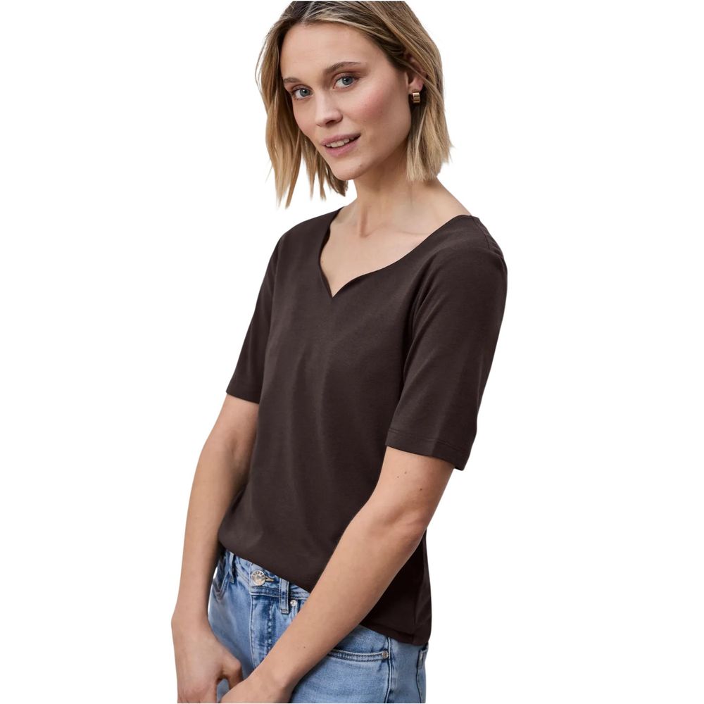 T-shirt à manches longues en coton marron Street One