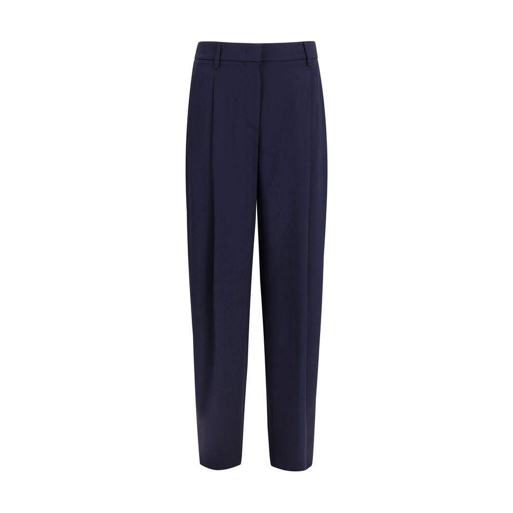 Pantalon décontracté en soie bleue Giorgio Armani