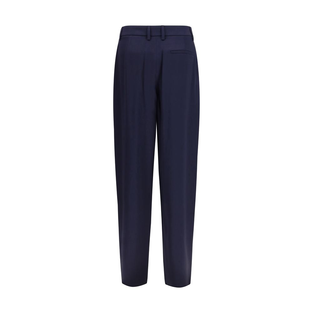 Pantalon décontracté en soie bleue Giorgio Armani
