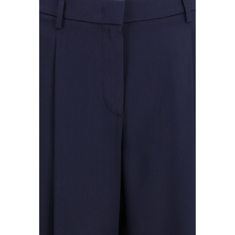 Pantalon décontracté en soie bleue Giorgio Armani