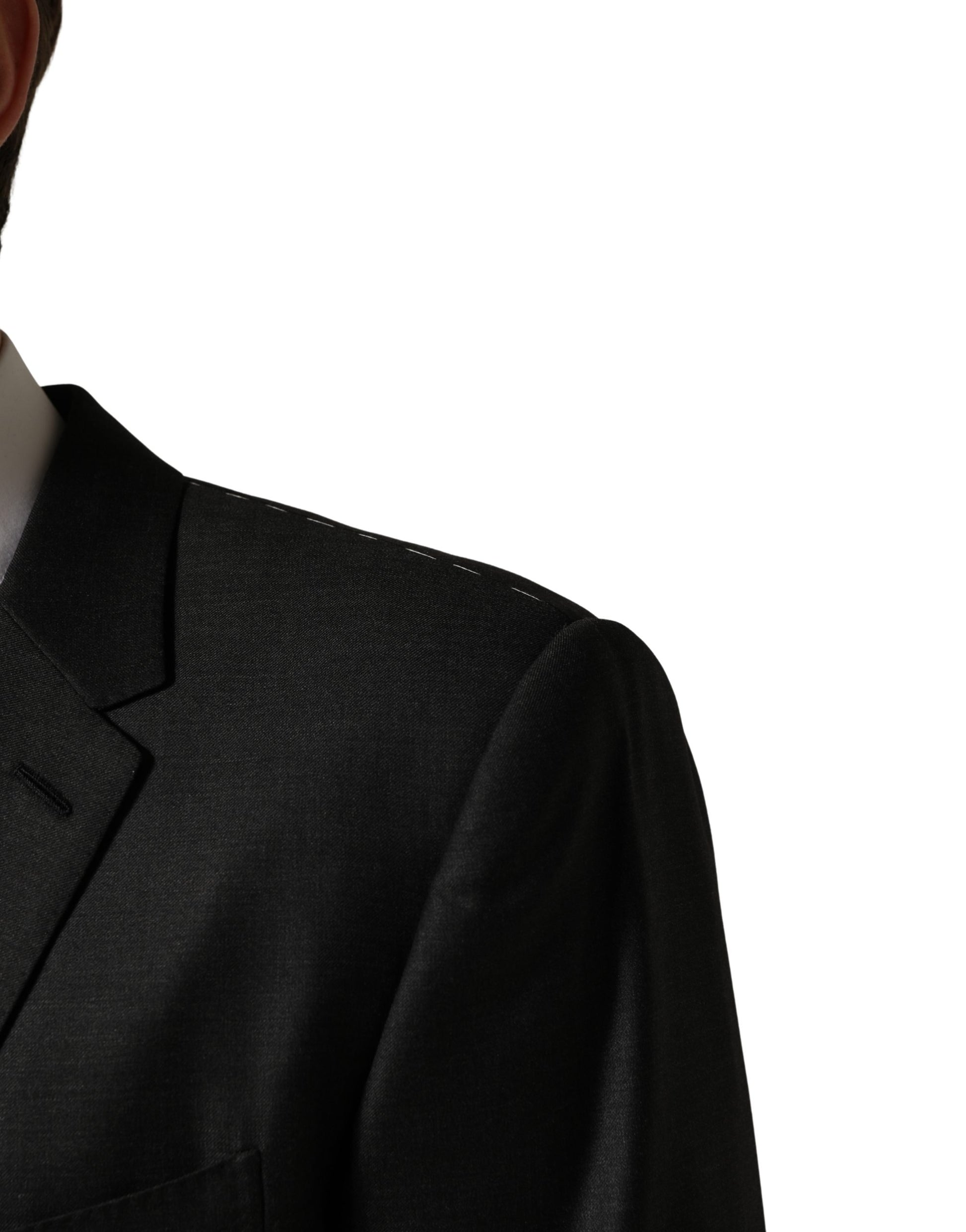 Dolce & Gabbana Black Wool 2 Buttons Formal 3 Piece Men Suit