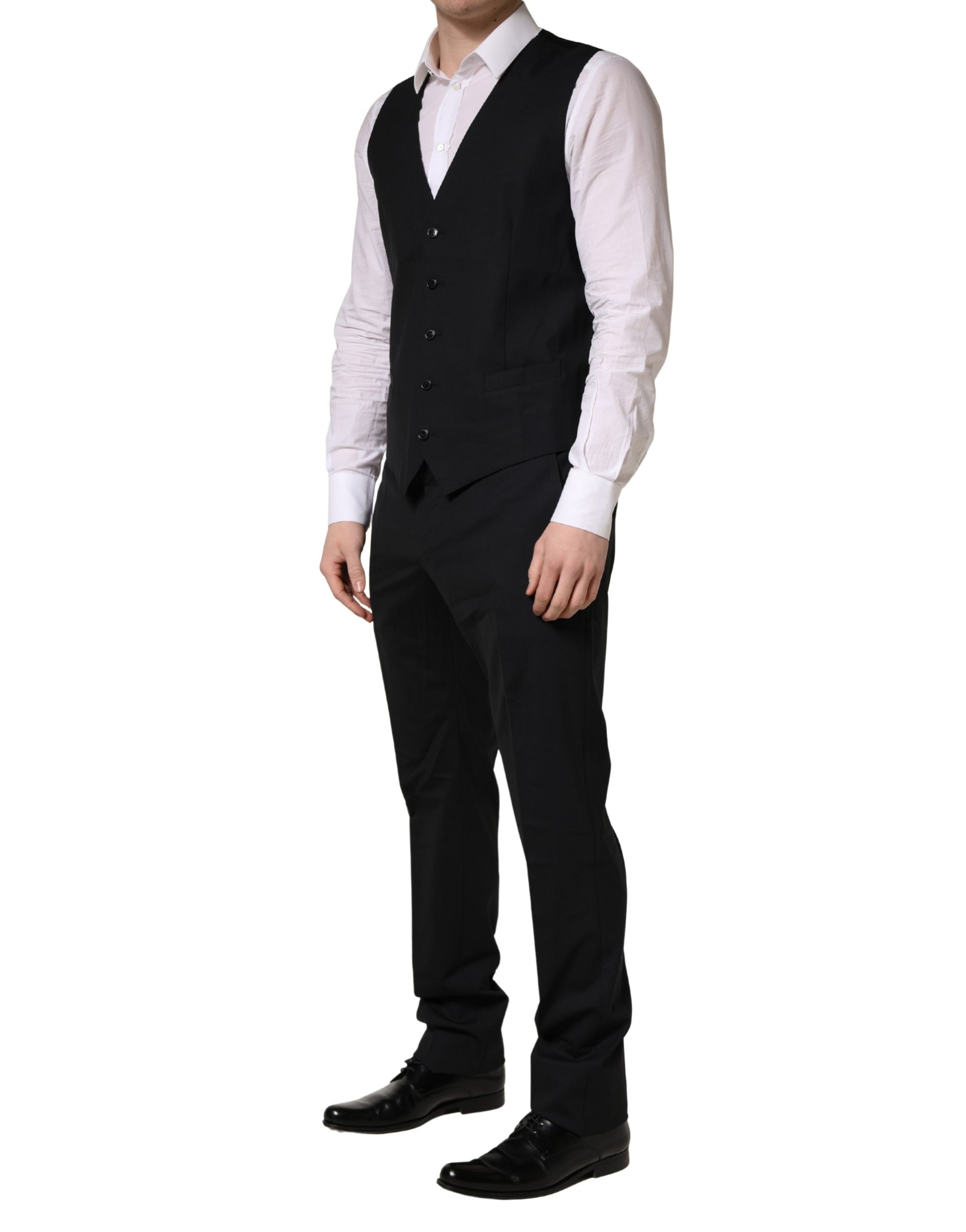 Dolce & Gabbana Black Wool 2 Buttons Formal 3 Piece Men Suit