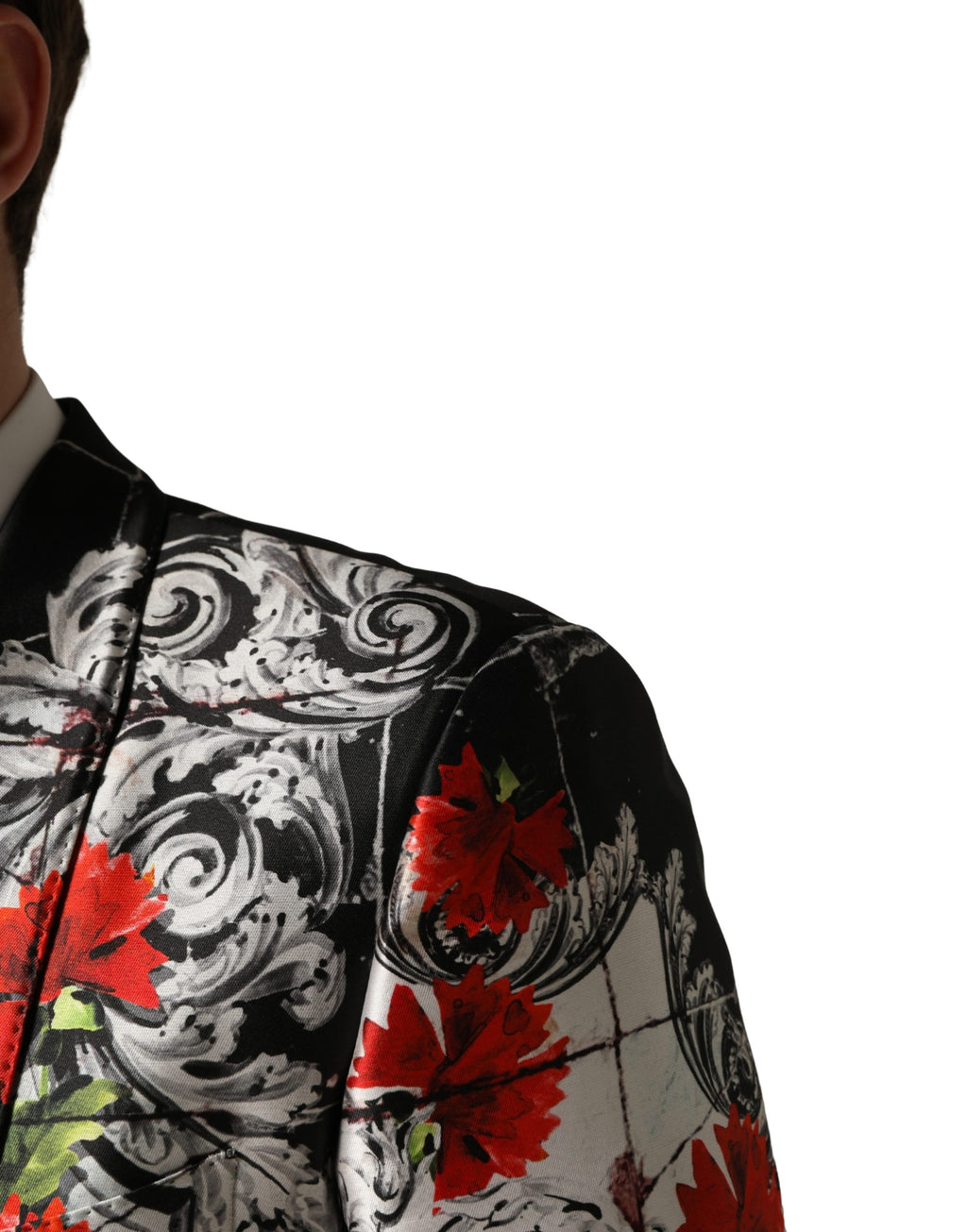 Costume trois pièces de cérémonie Dolce & Gabbana noir floral à deux boutons