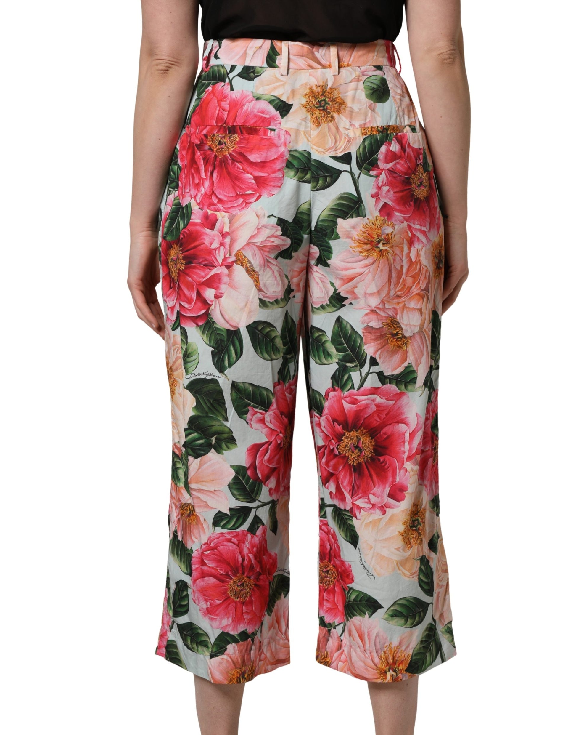 Pantacourt taille haute à imprimé floral multicolore Dolce & Gabbana
