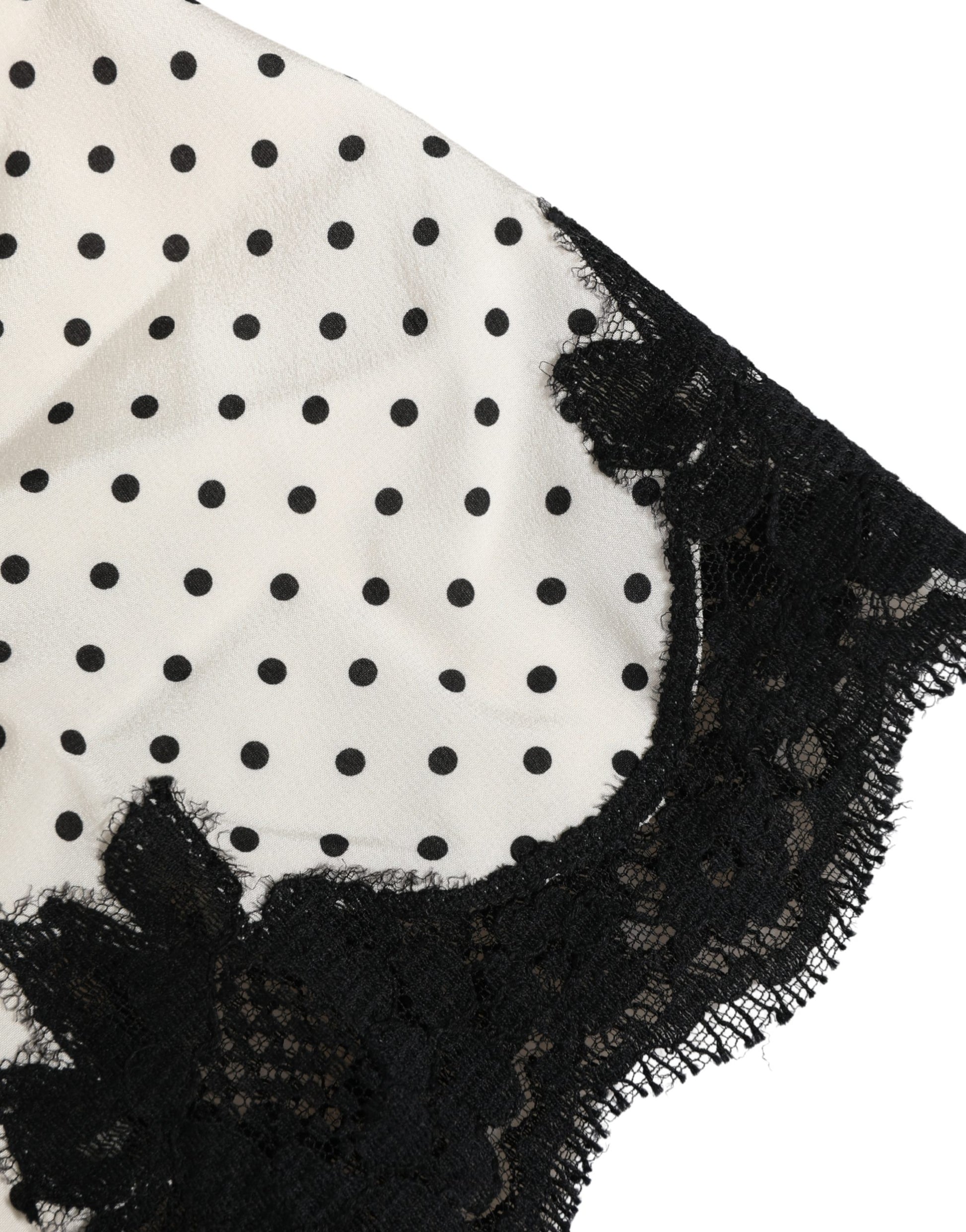 Sous-vêtement caraco Dolce & Gabbana blanc à pois et bordure en dentelle